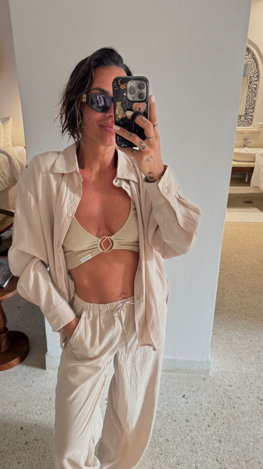 Camicia beige in modal jx