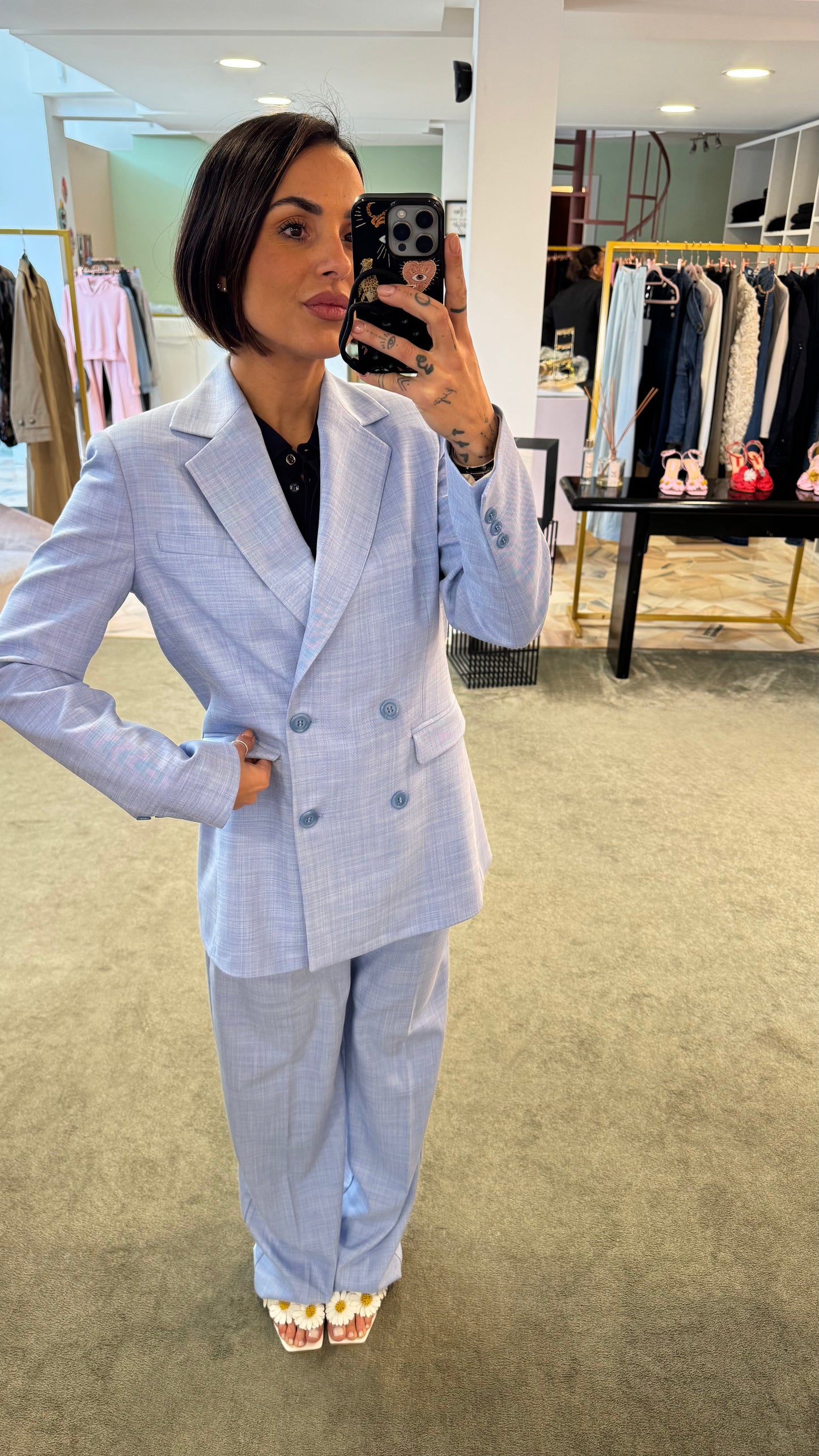 Blazer doppiopetto azzurro melange fr