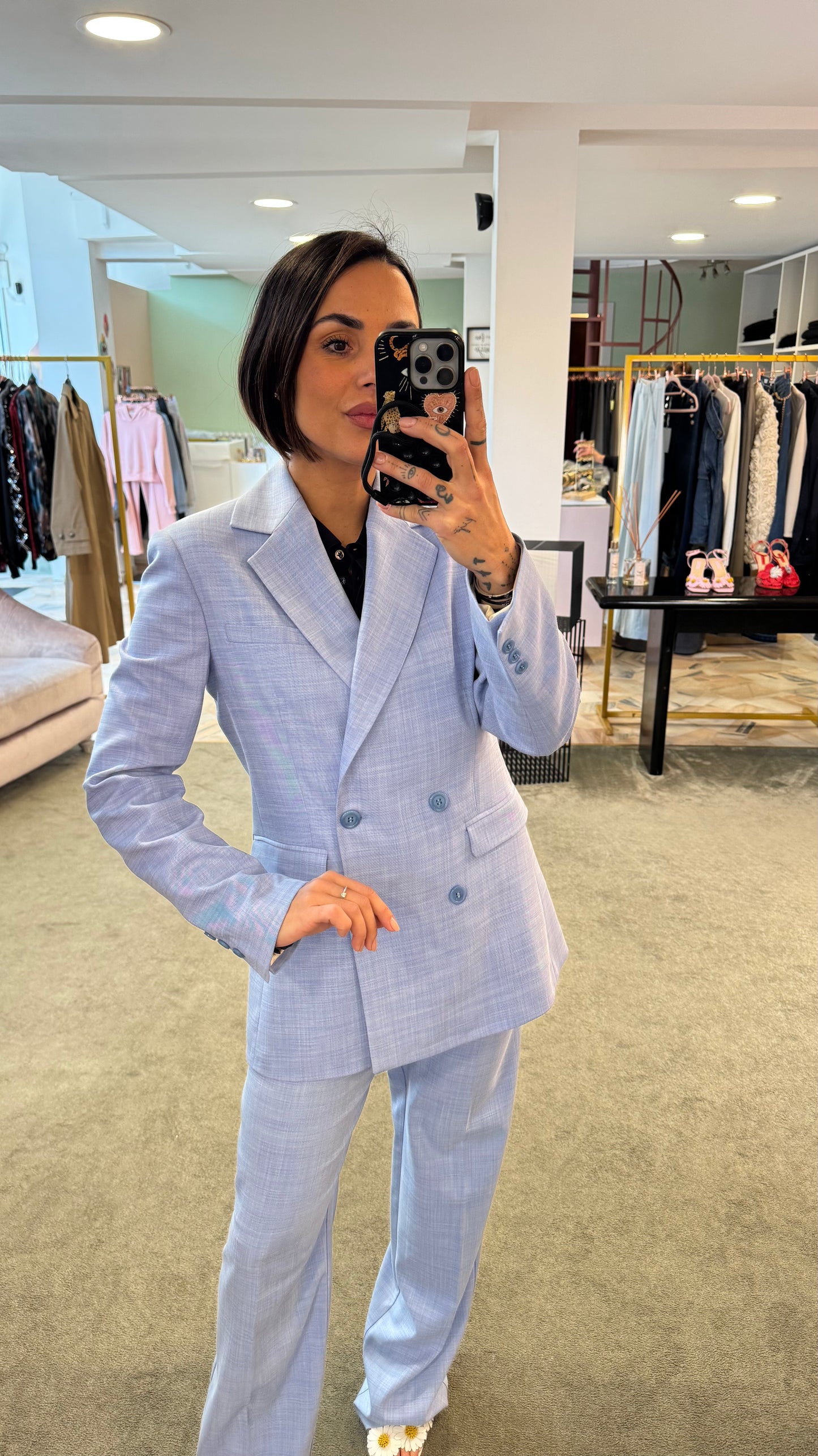 Blazer doppiopetto azzurro melange fr