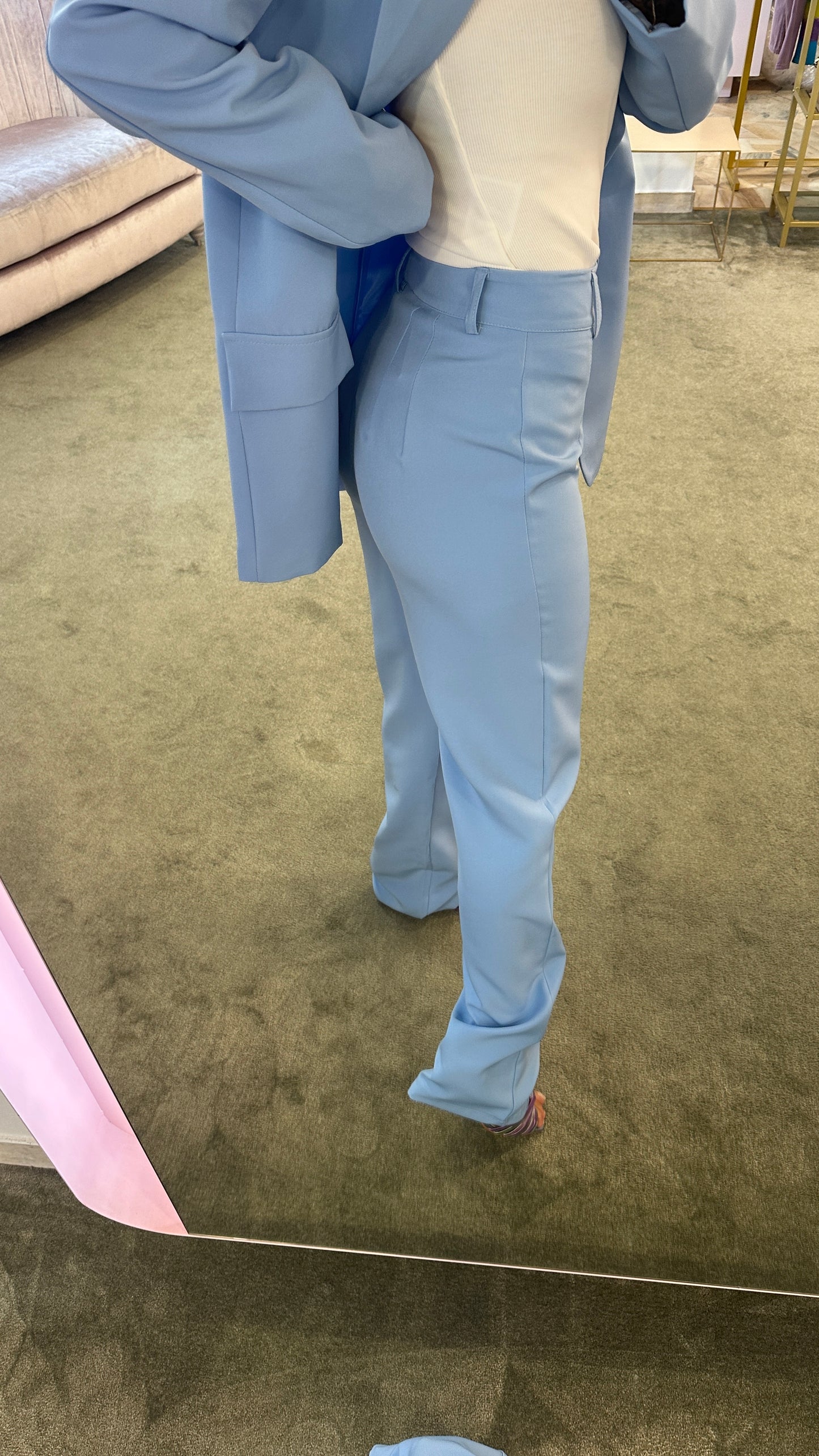 Pantaloni dritti azzurro baby