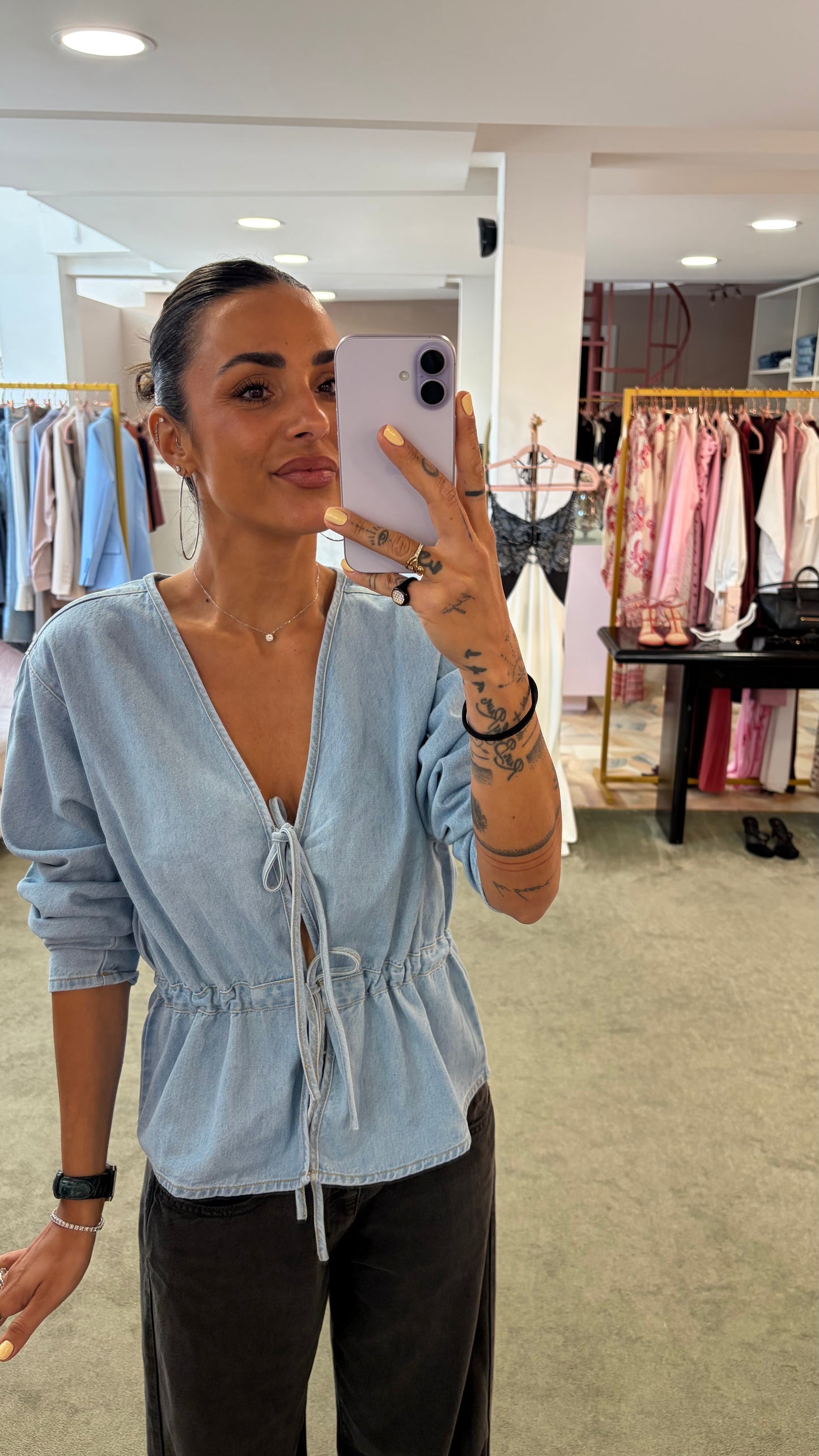 Camicia giacchino  in jeans con fiocchi jx