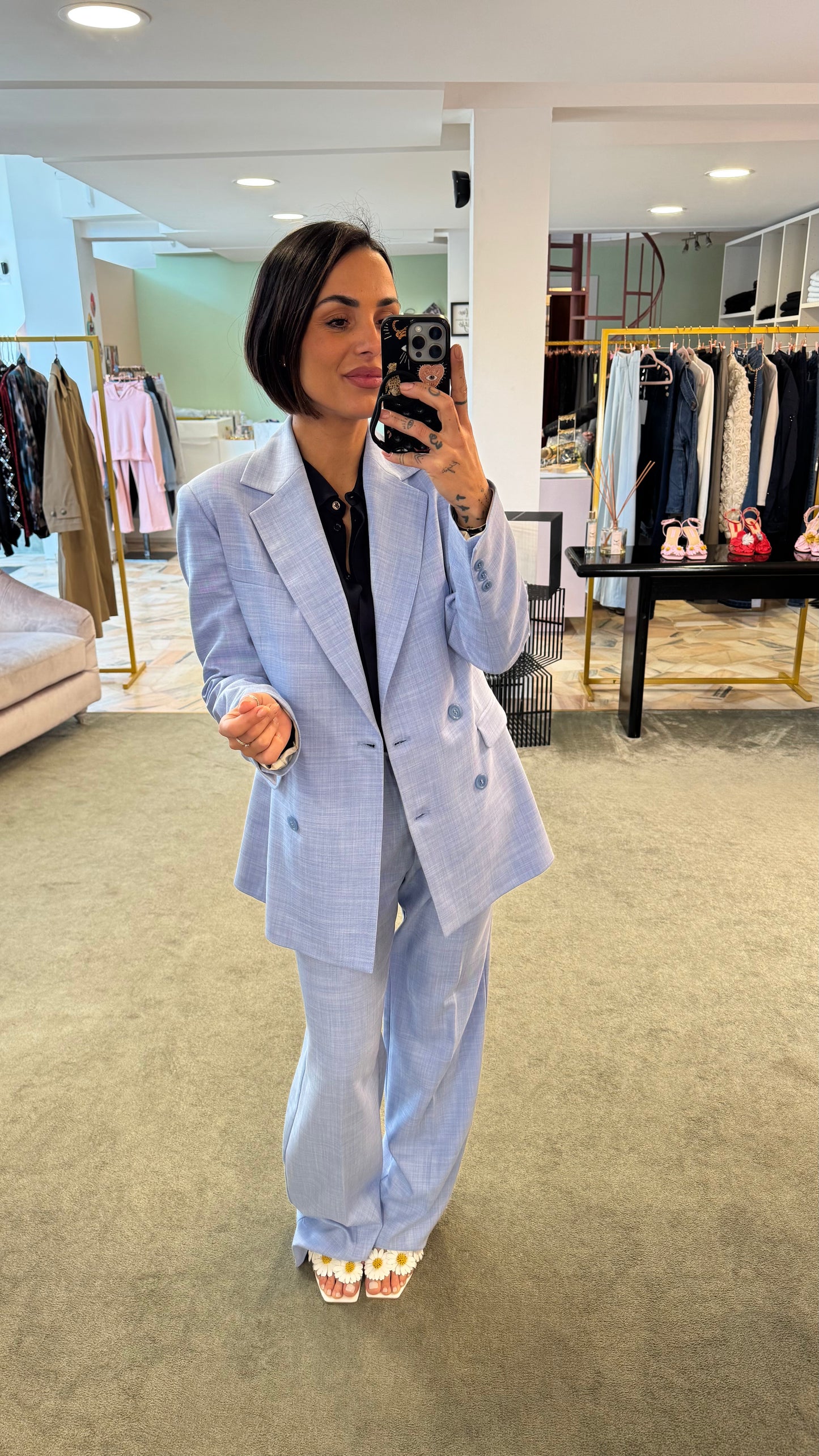 Blazer doppiopetto azzurro melange fr