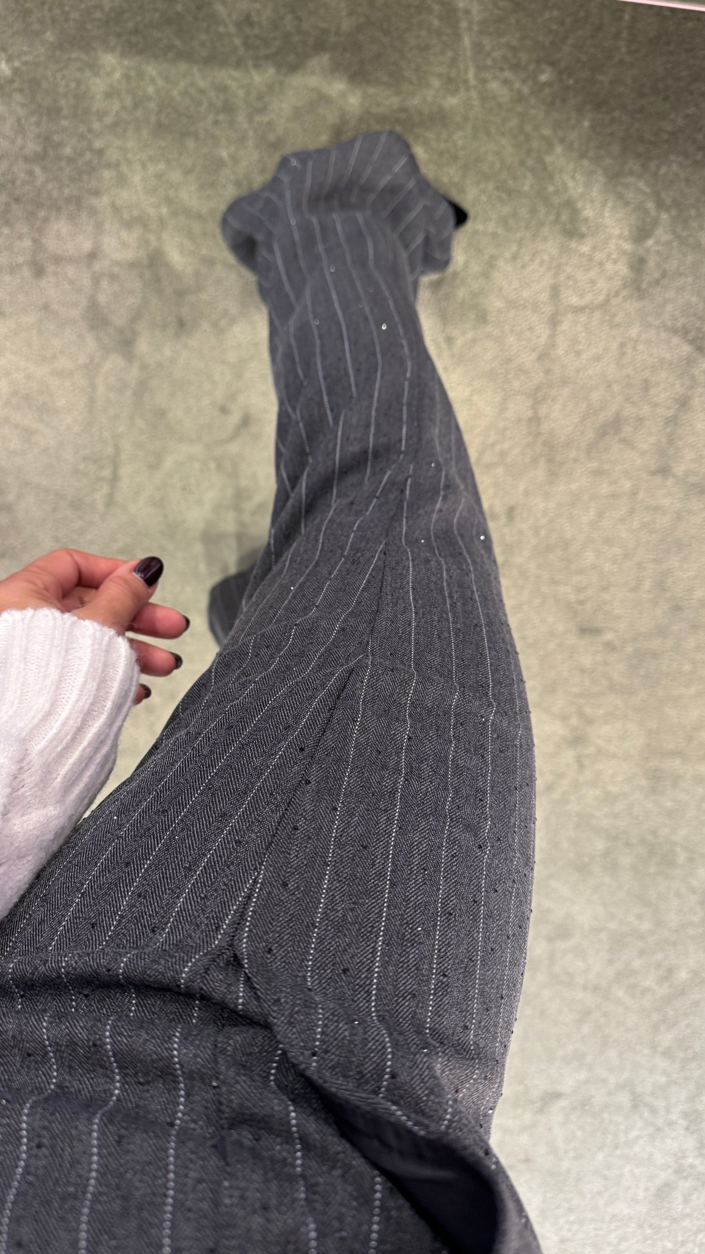 Pantaloni grigi gessati crystal wide leg