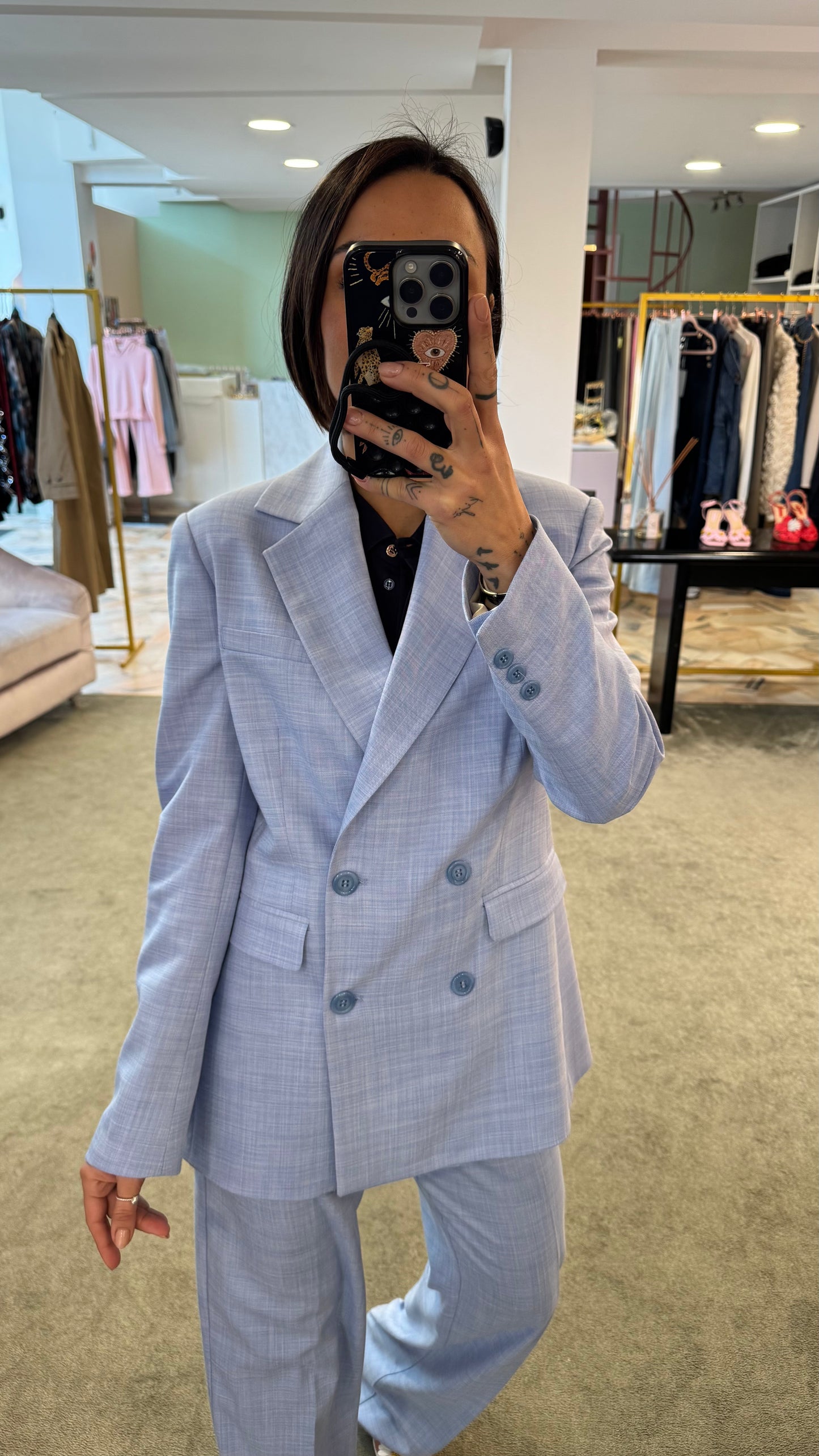 Blazer doppiopetto azzurro melange fr