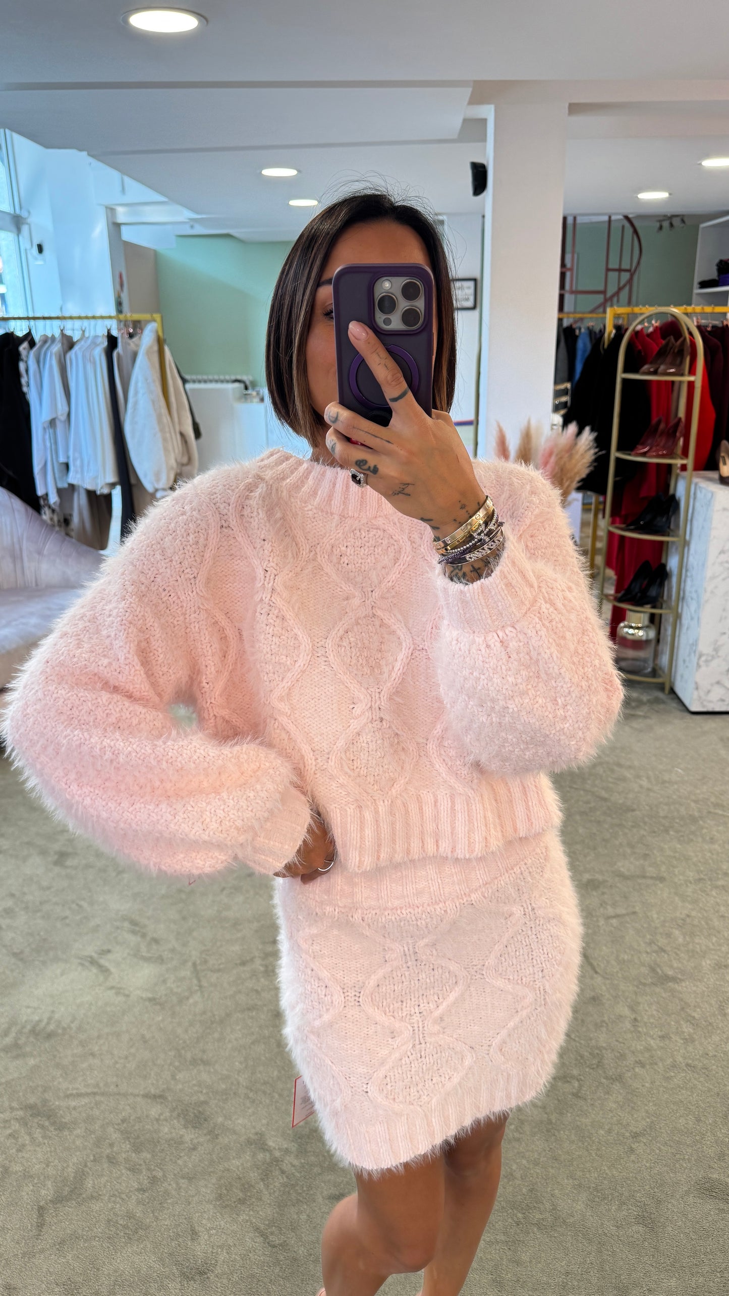 Minigonna teddy rosa chiaro