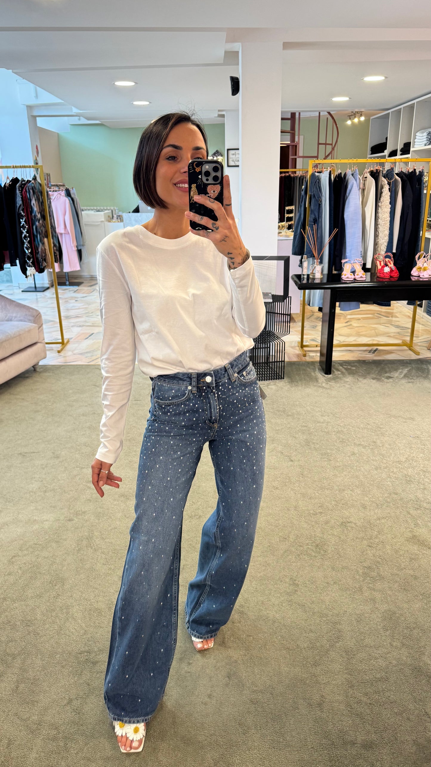 Jeans tokyo wideleg borchie