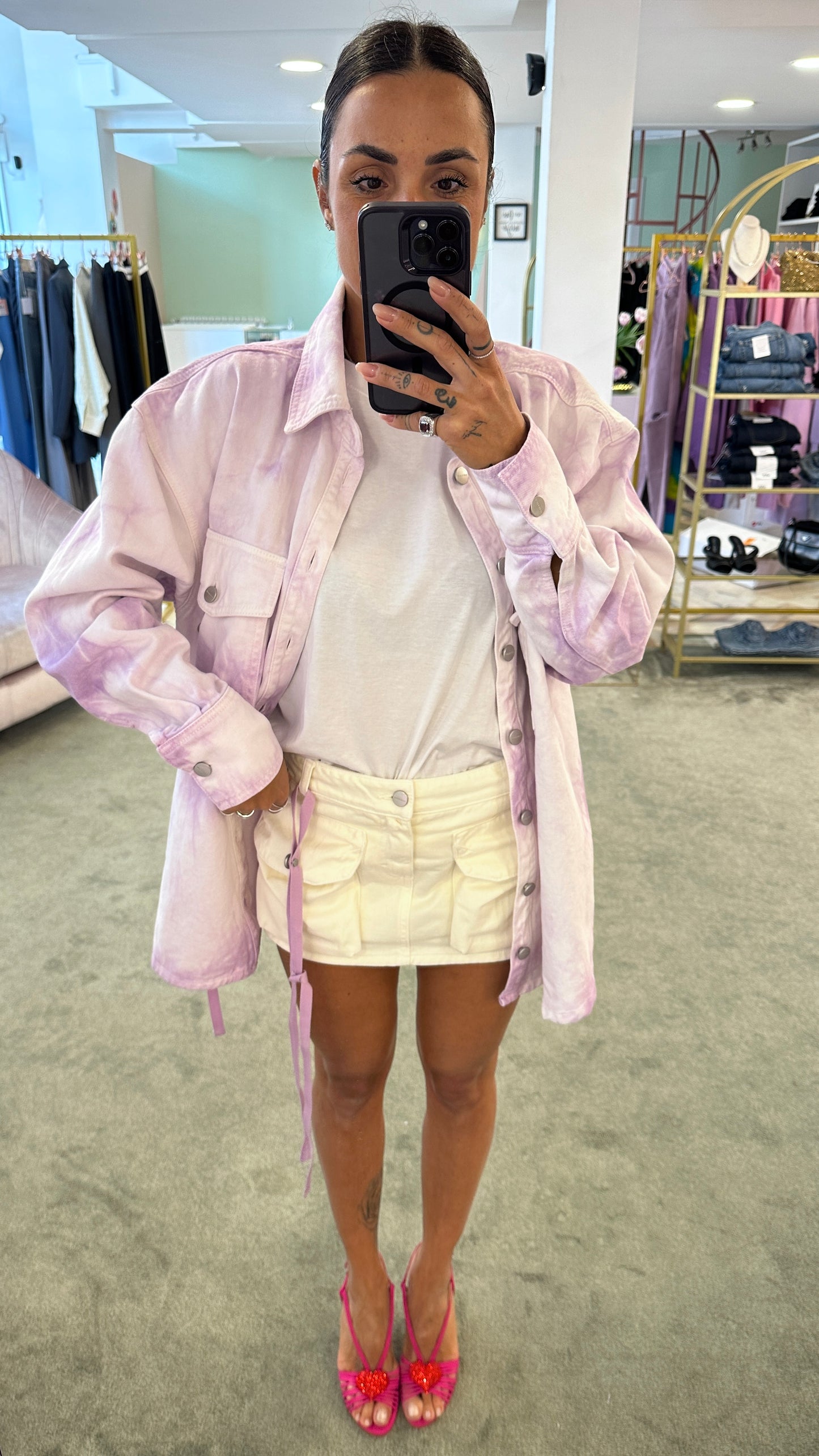 Minigonna cargo denim bianca