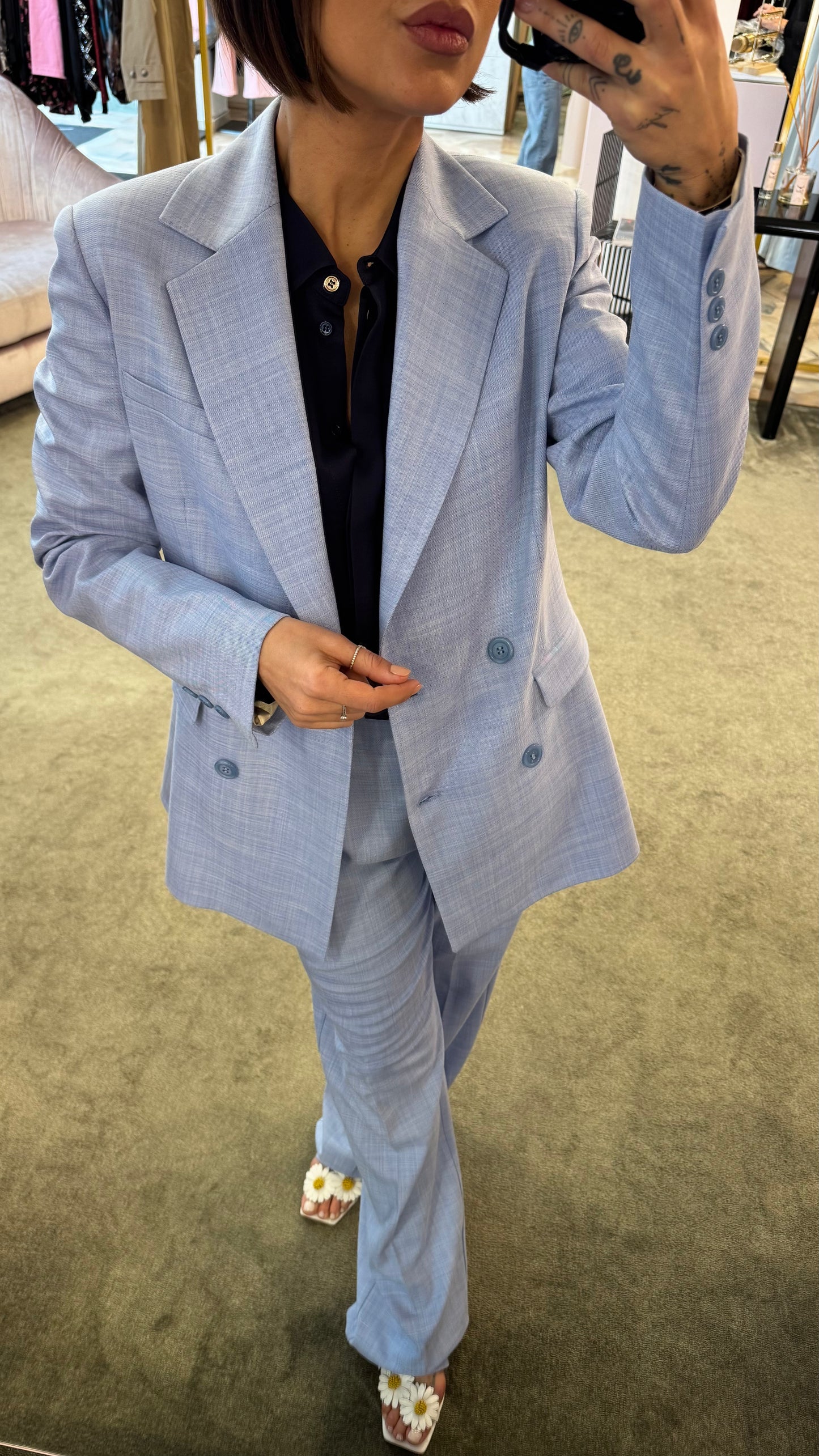 Blazer doppiopetto azzurro melange fr