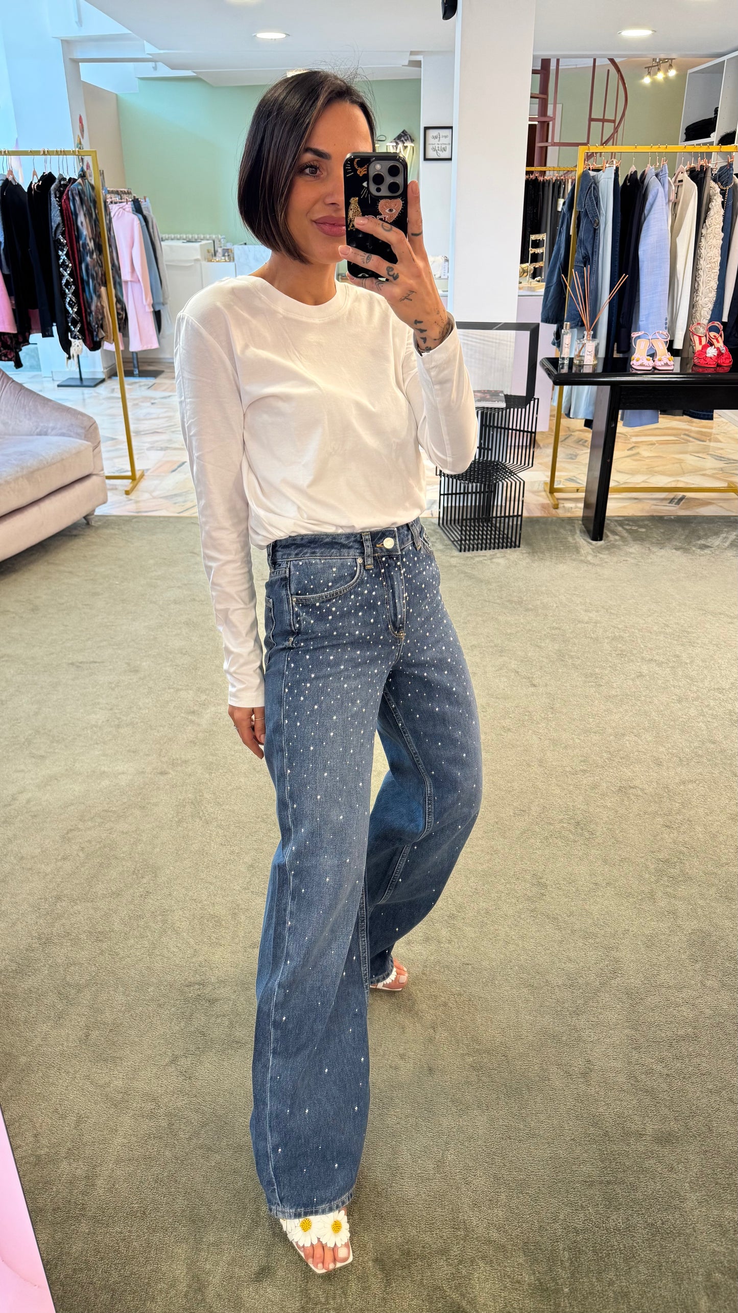 Jeans tokyo wideleg borchie