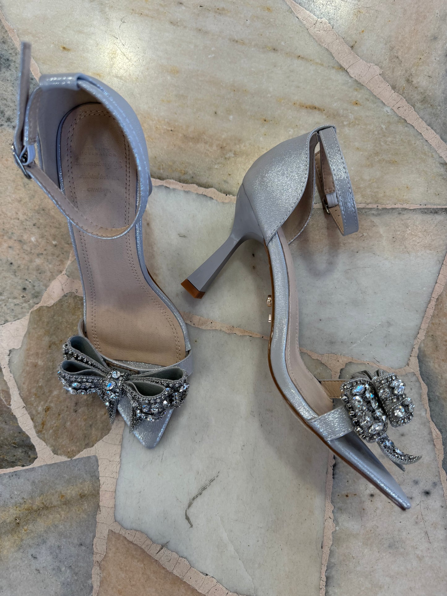 Sandalo cinderella argento con fiocco
