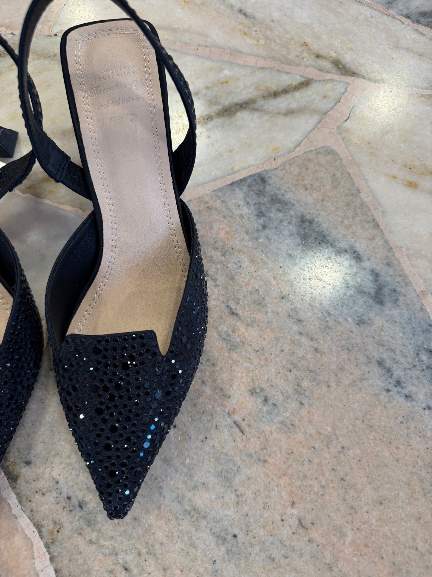 Slingback nera cristalli
