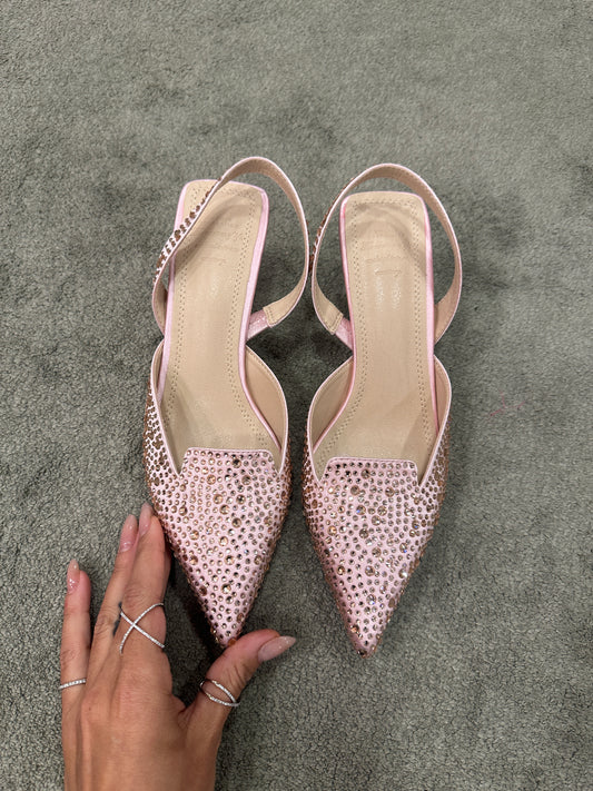 Slingback rosa cipria crystal