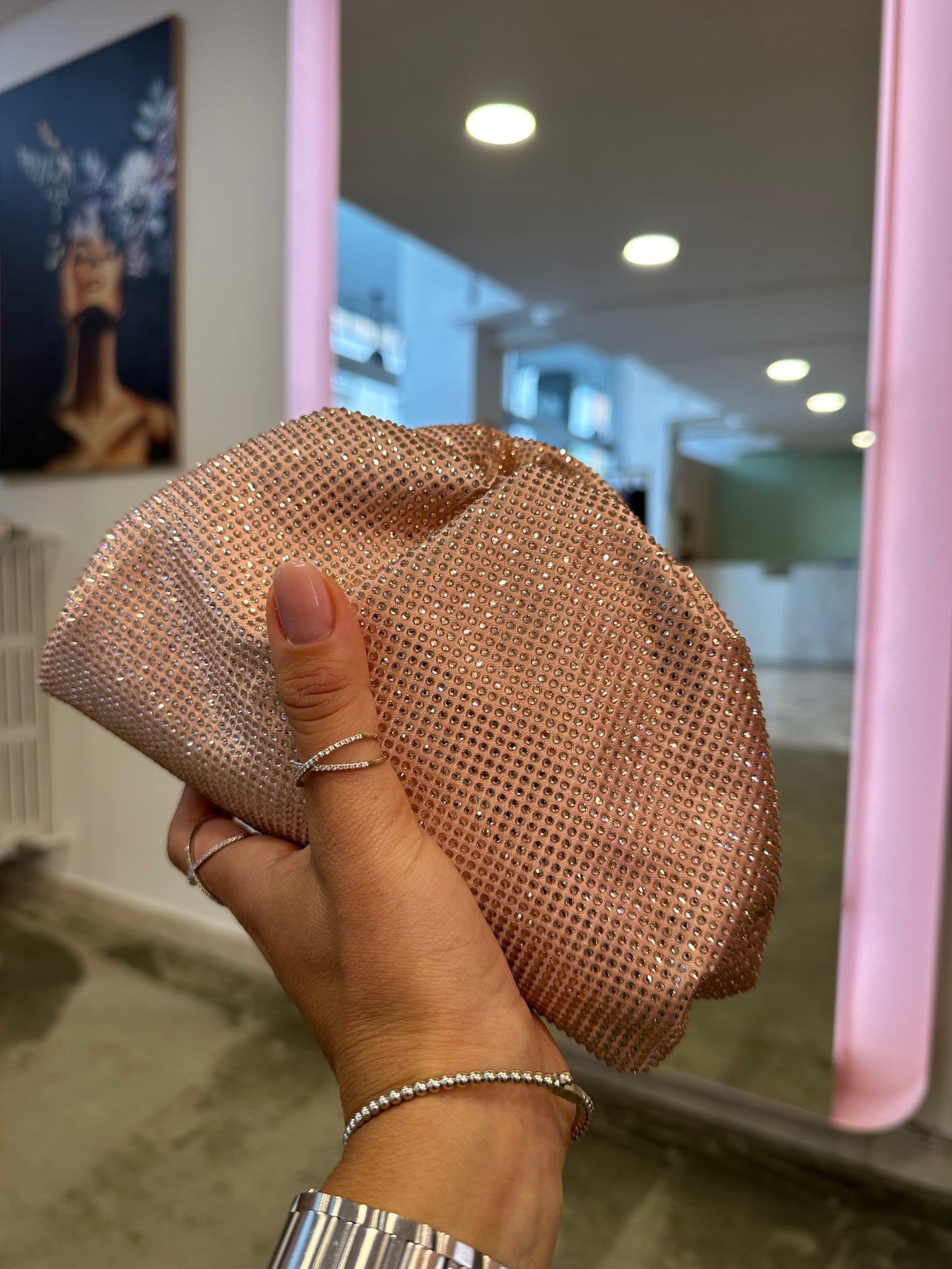 Mini pouch nude crystal
