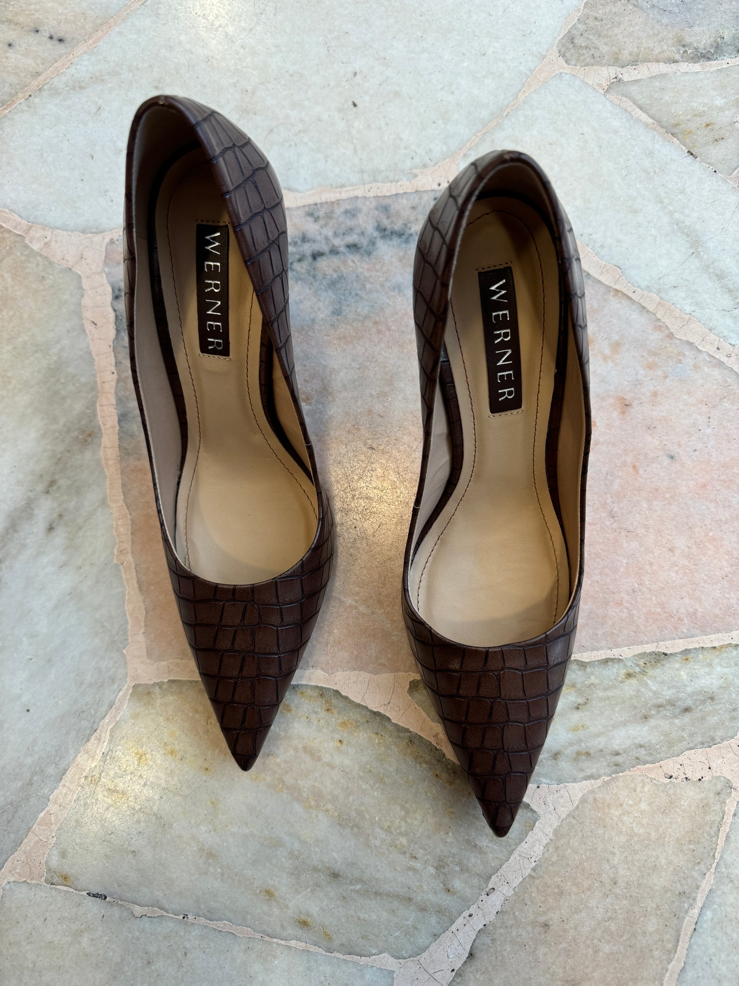 Décolleté crocco marrone cioccolato