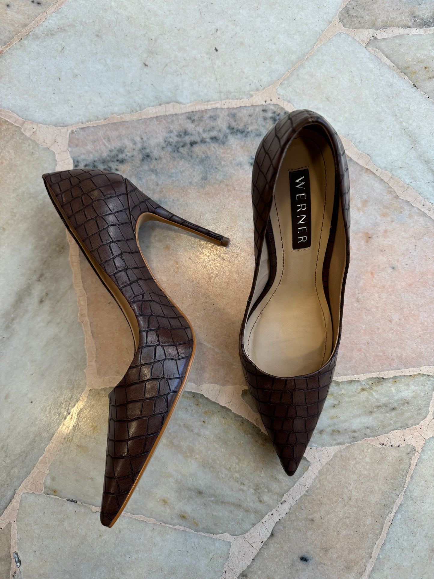 Décolleté crocco marrone cioccolato