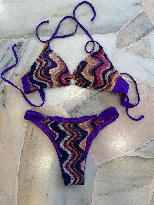Bikini bralette con cerchio waves viola