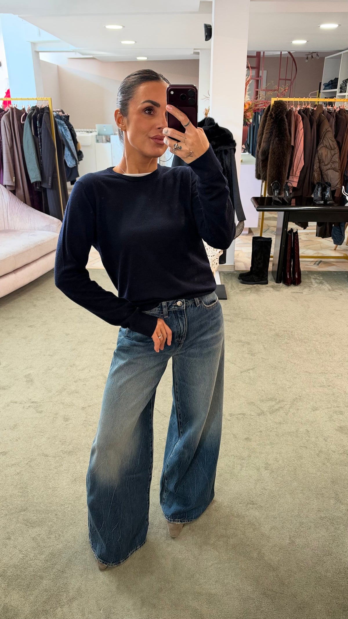 Maglione girocollo in lana merino aw