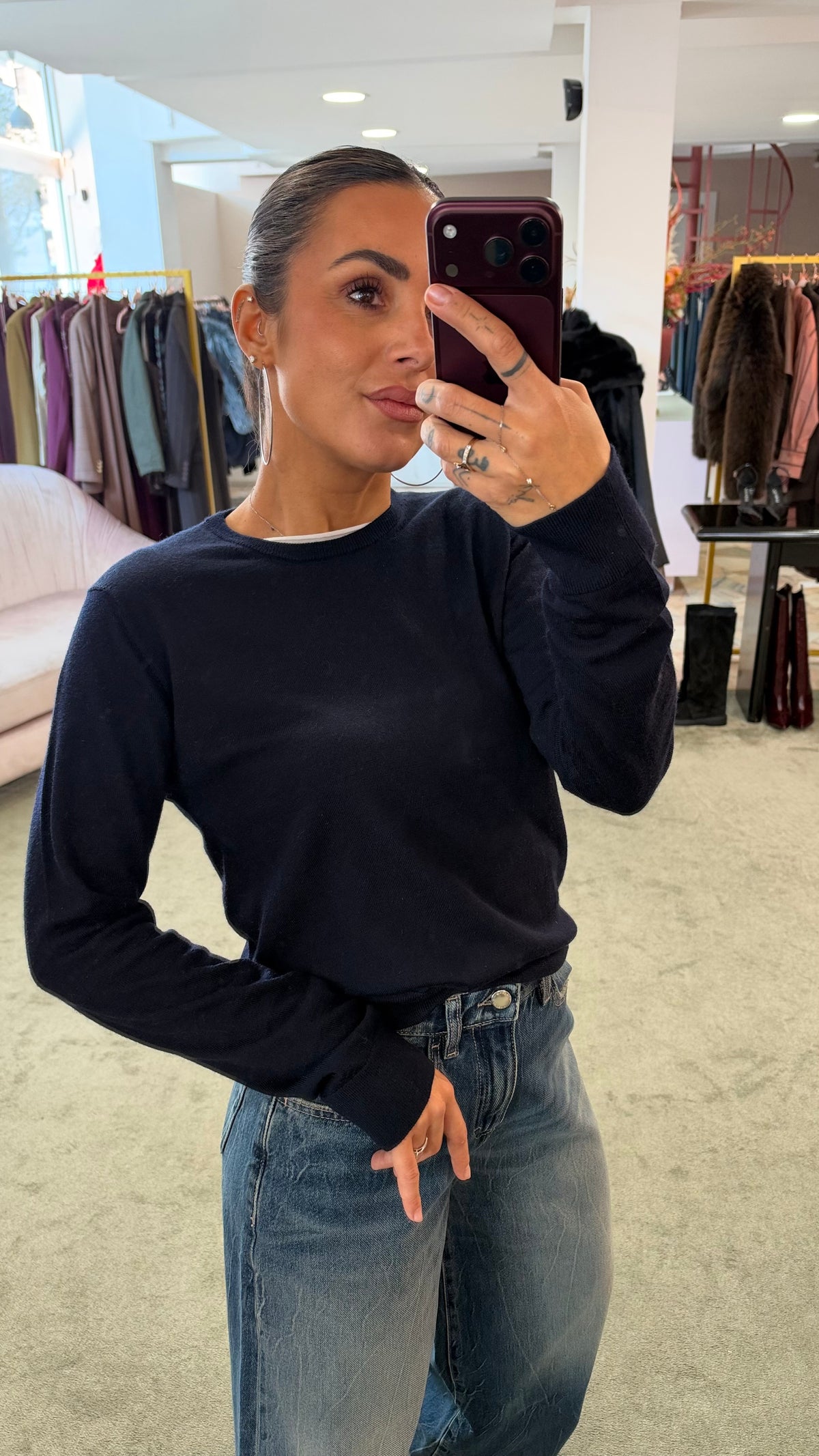 Maglione girocollo in lana merino aw