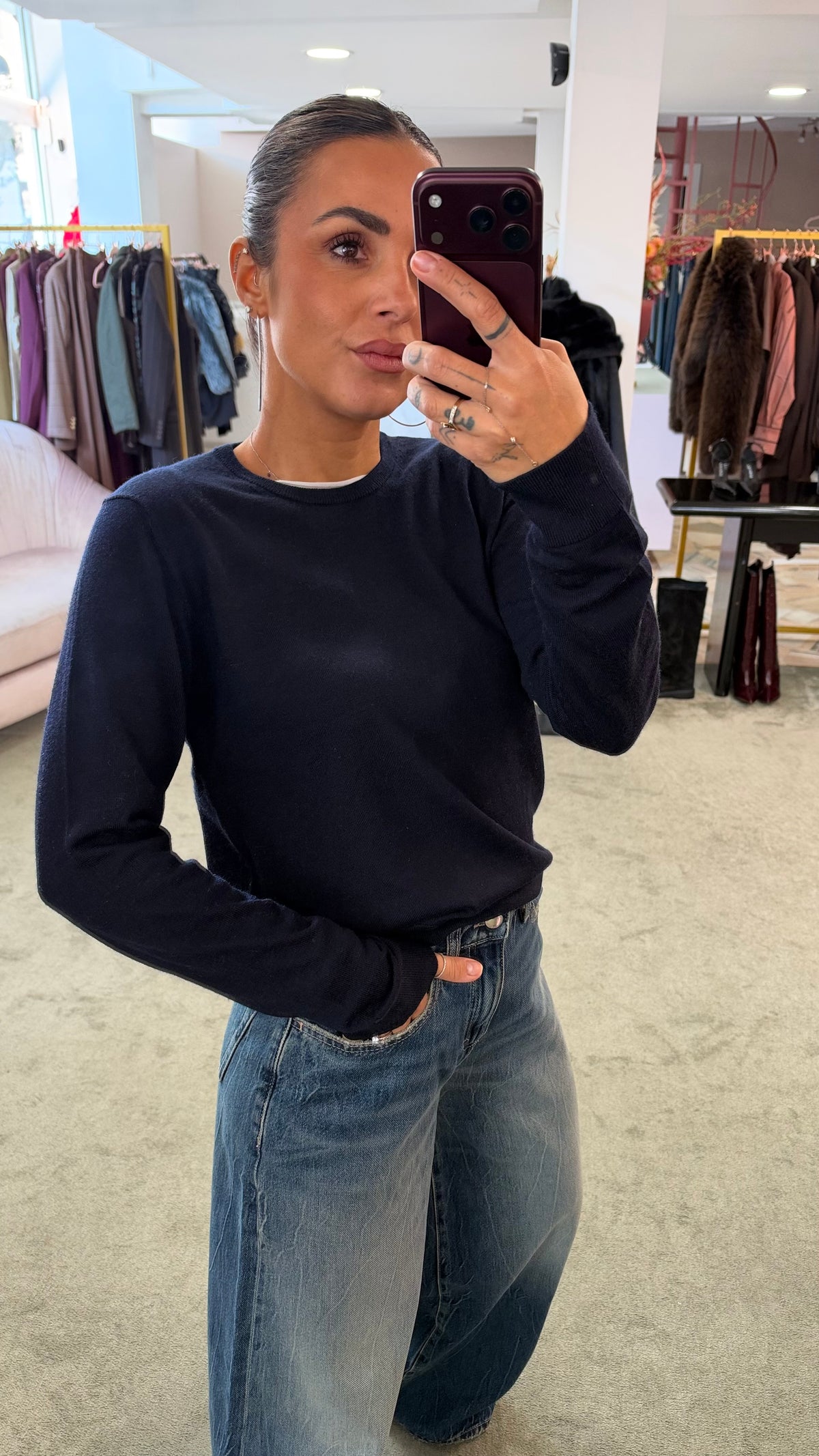 Maglione girocollo in lana merino aw