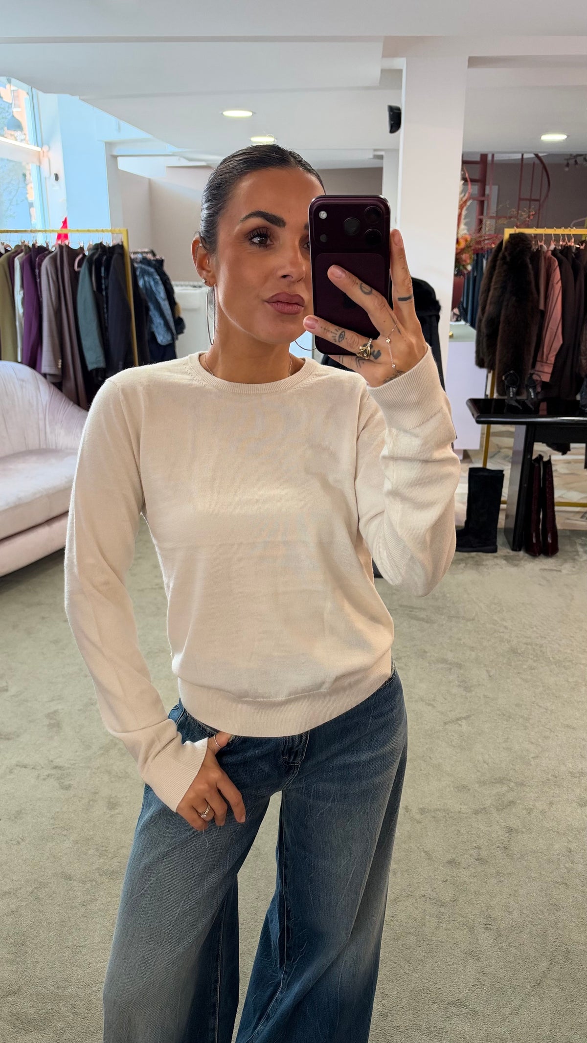 Maglione girocollo in lana merino aw