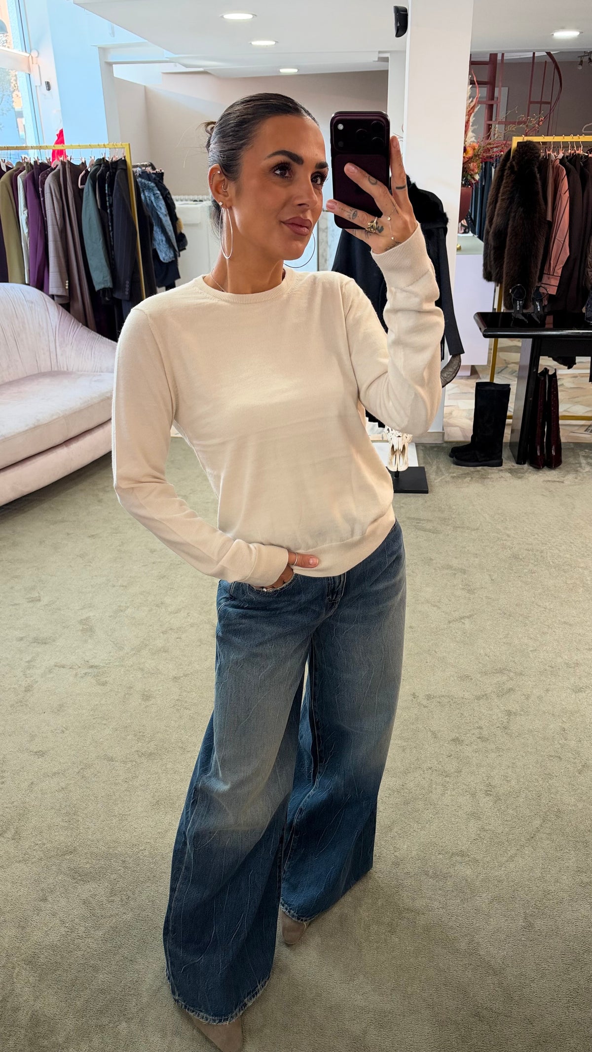 Maglione girocollo in lana merino aw