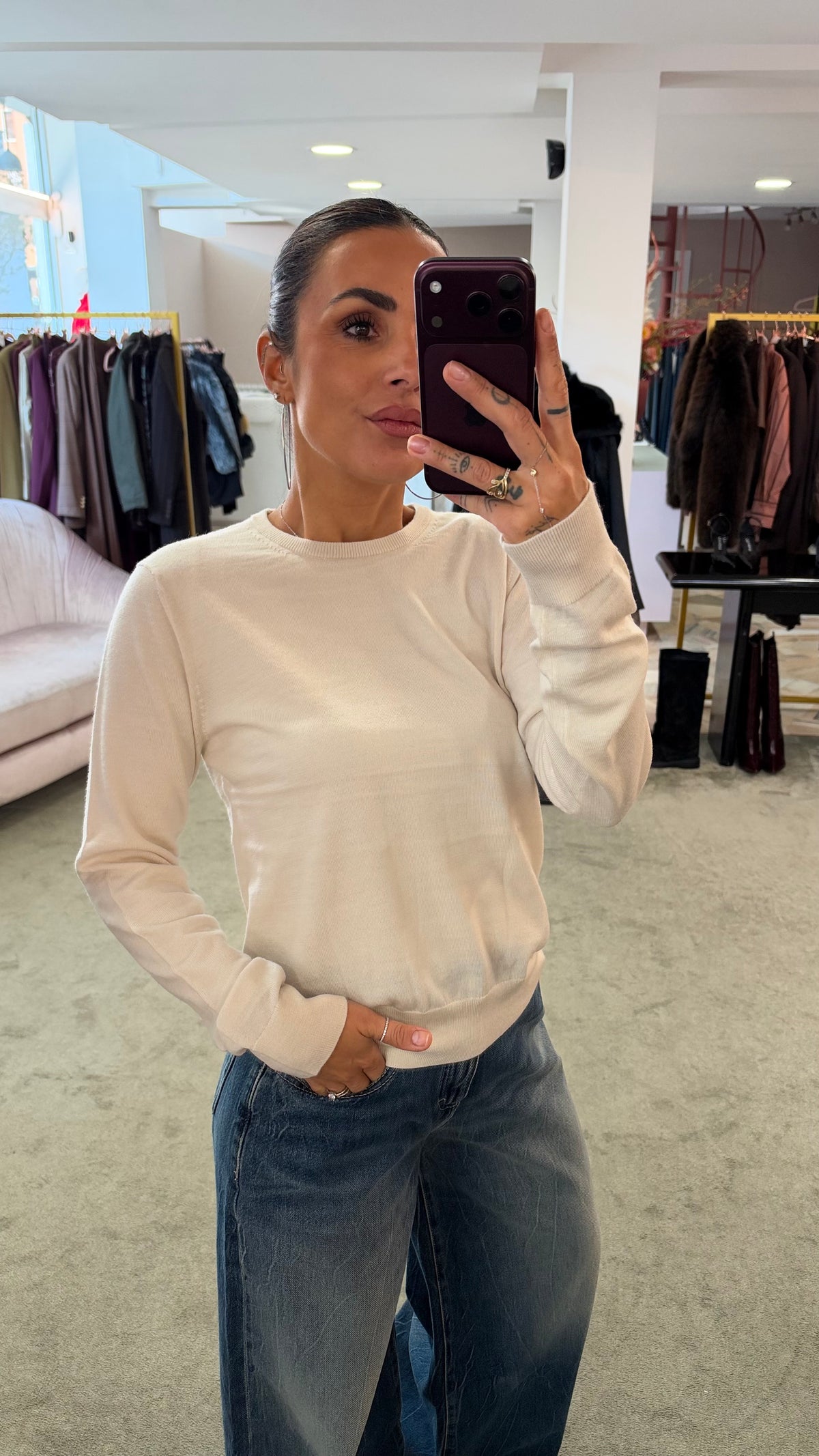 Maglione girocollo in lana merino aw