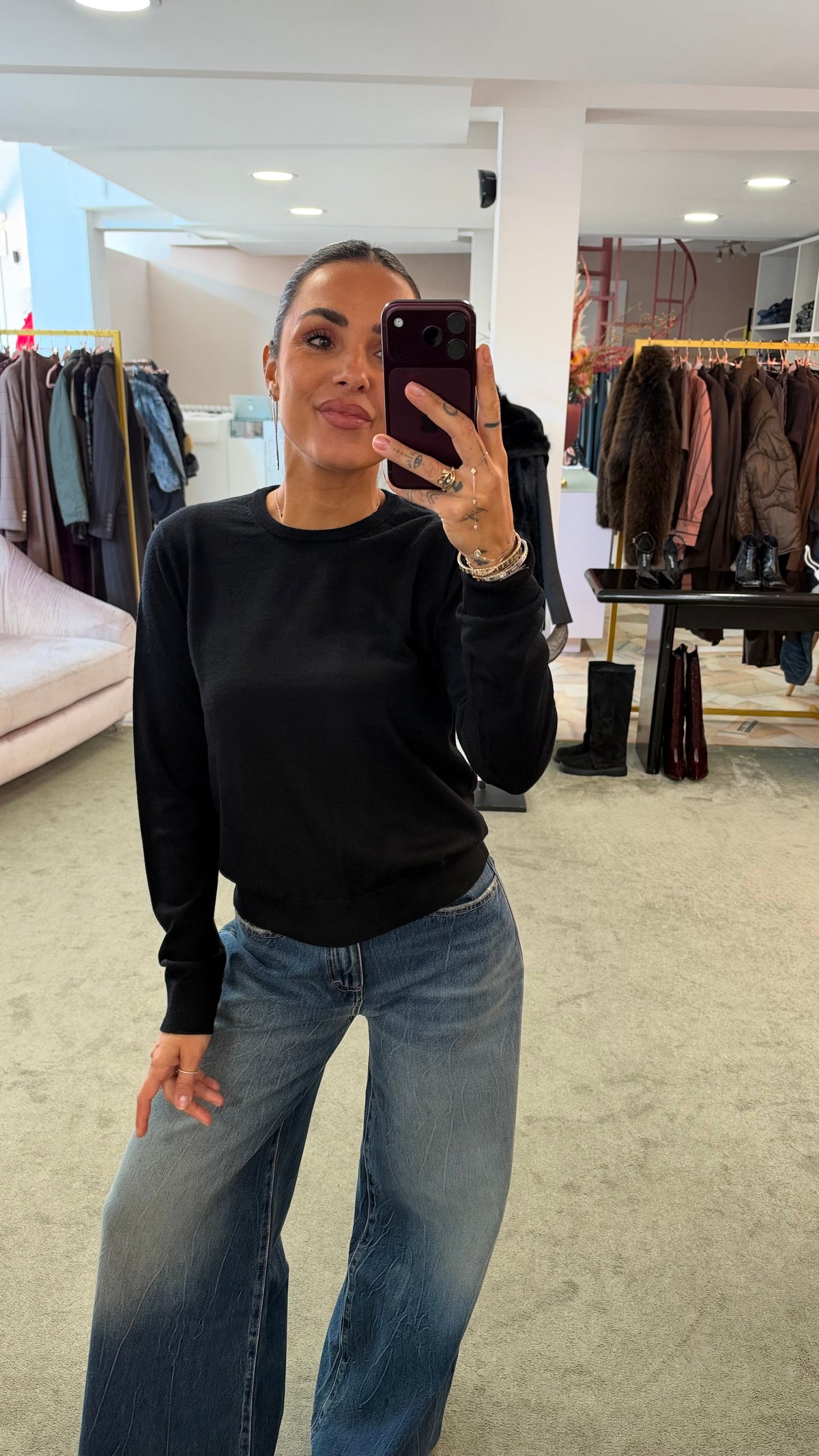 Maglione girocollo in lana merino aw