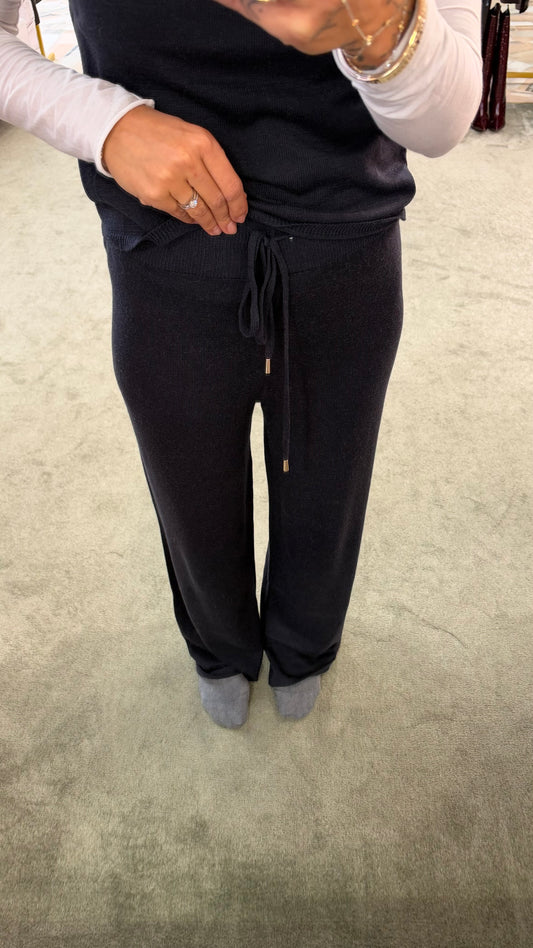 Pantaloni in maglia blu con coulisse ay