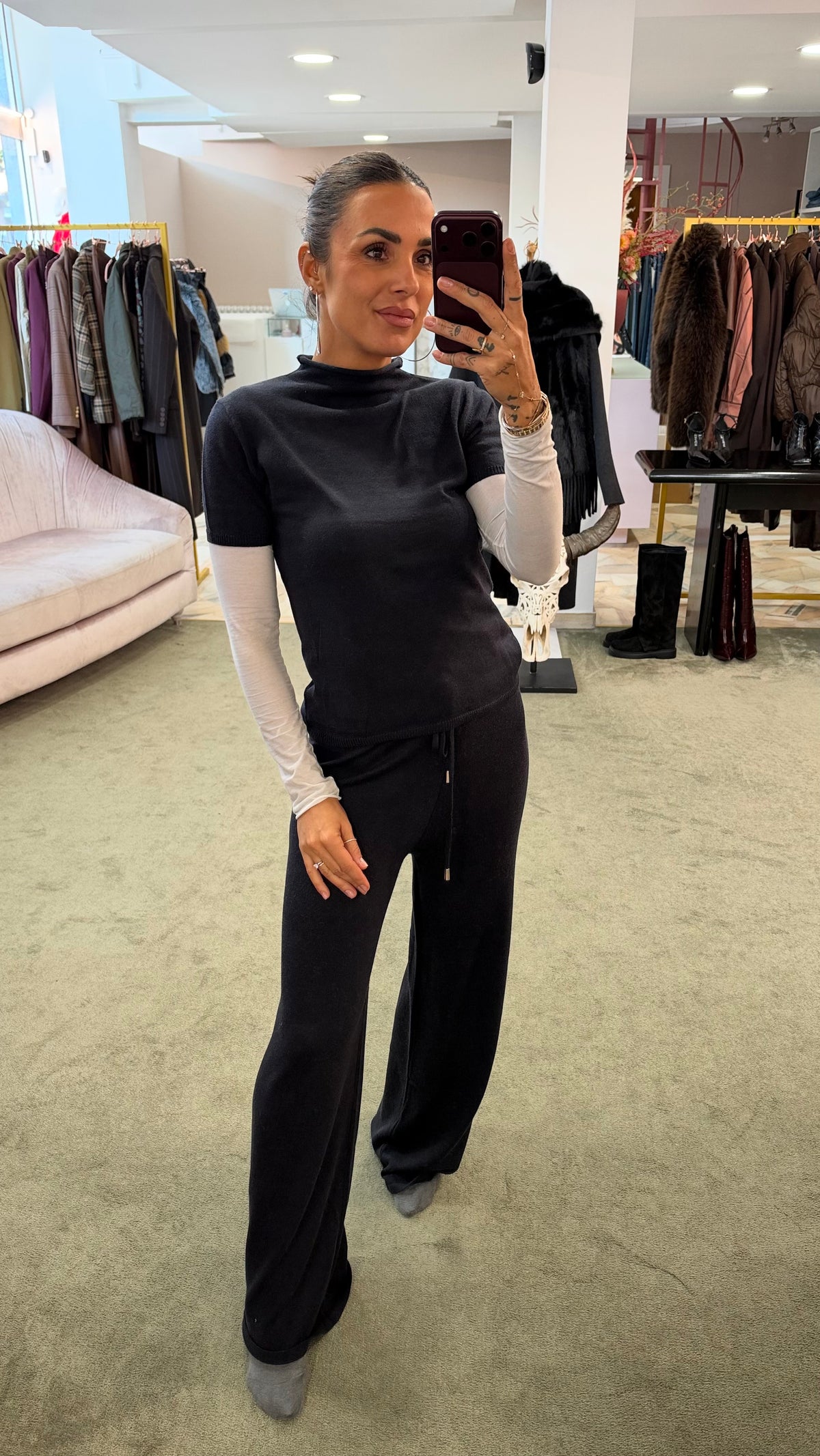 Maglia lupetto blu notte maniche corte ay