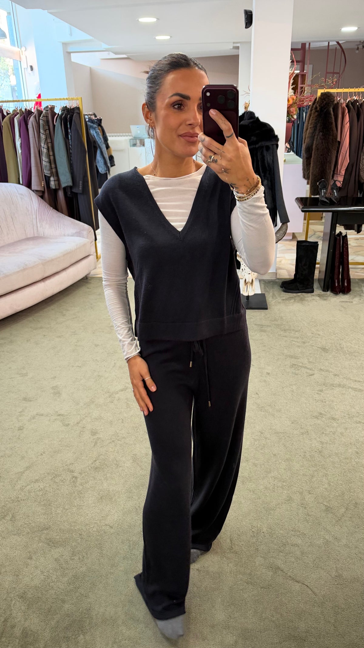 Gilet blu notte scollo a v smanicato ay