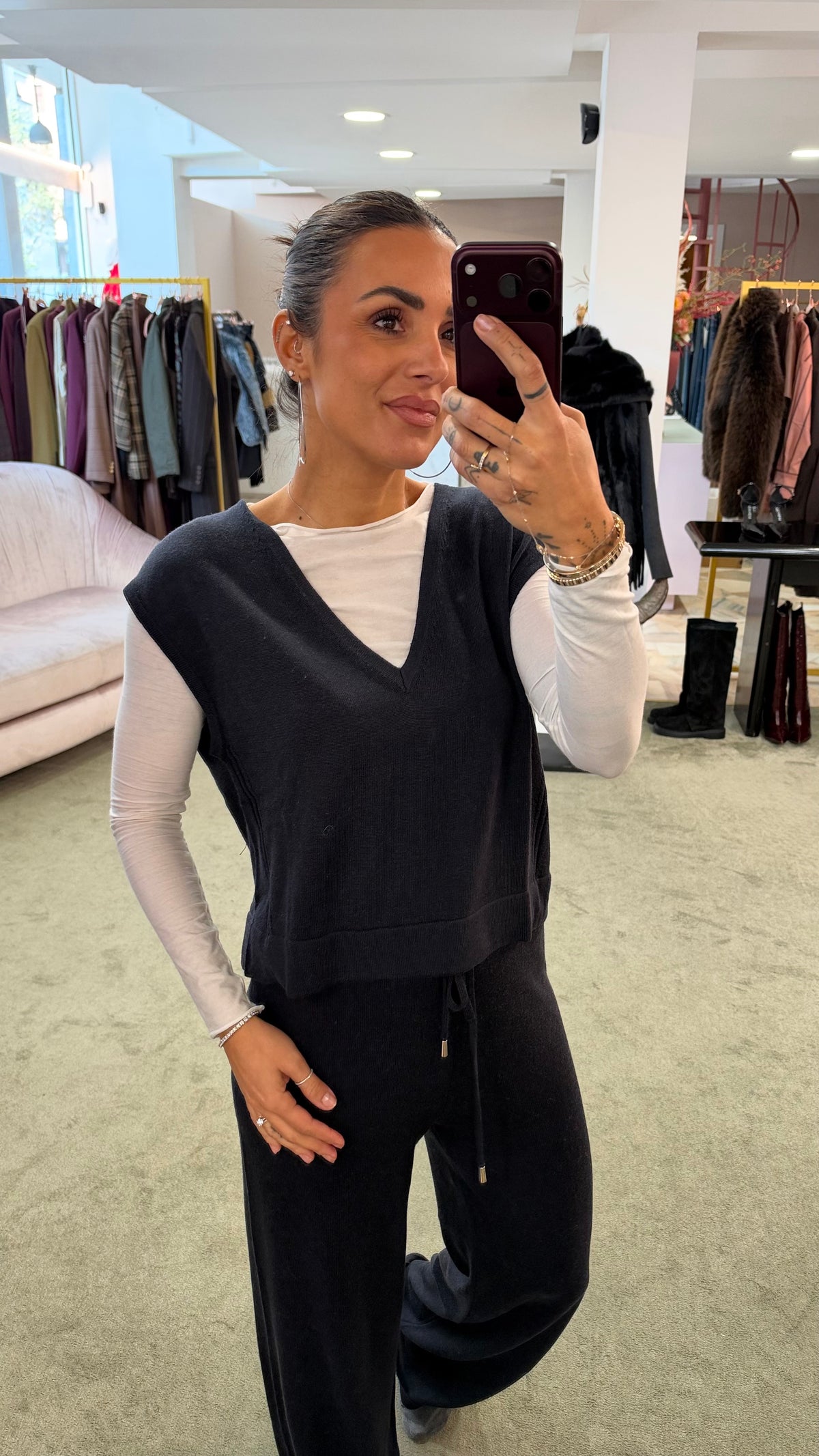 Gilet blu notte scollo a v smanicato ay