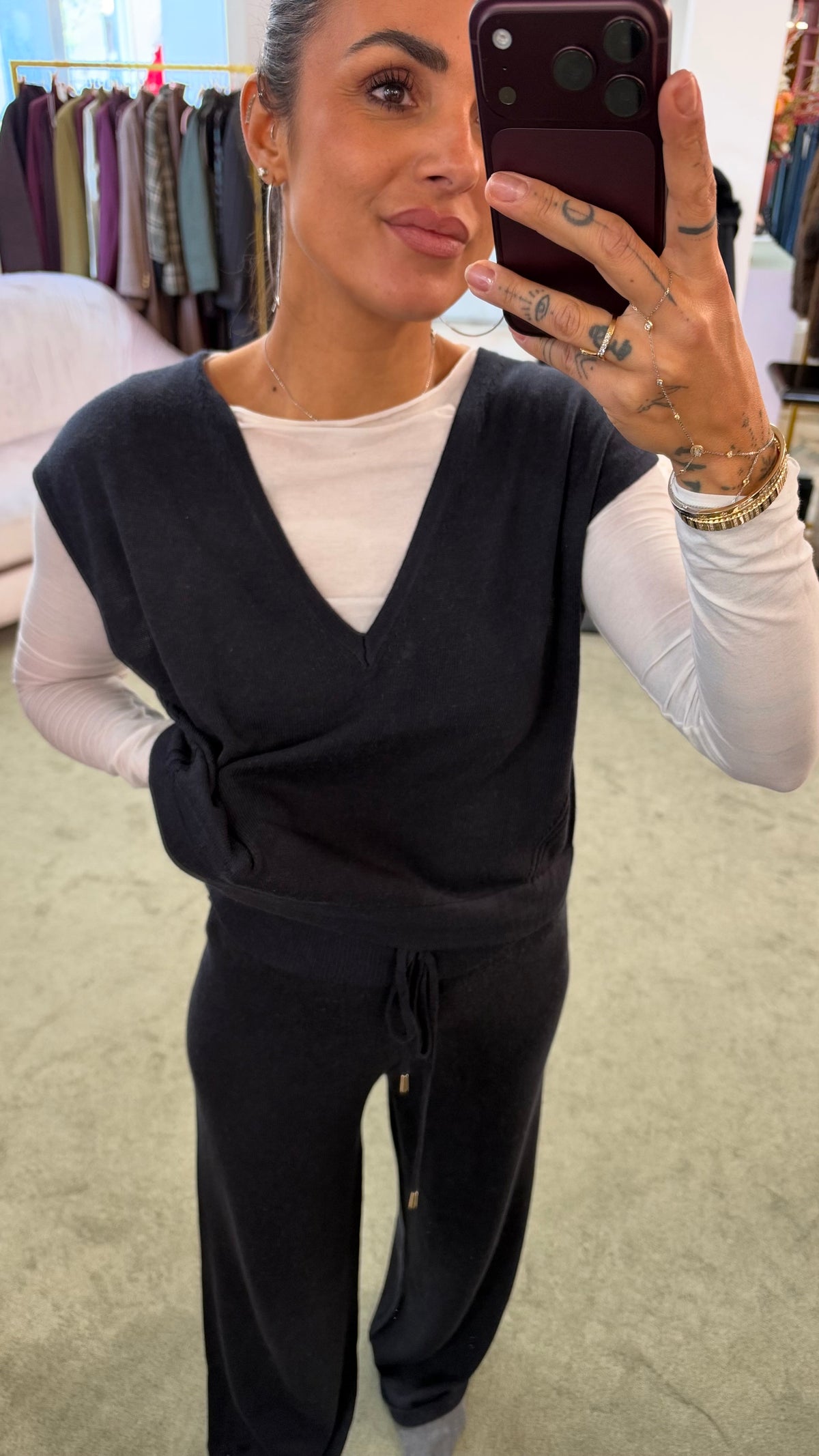Gilet blu notte scollo a v smanicato ay