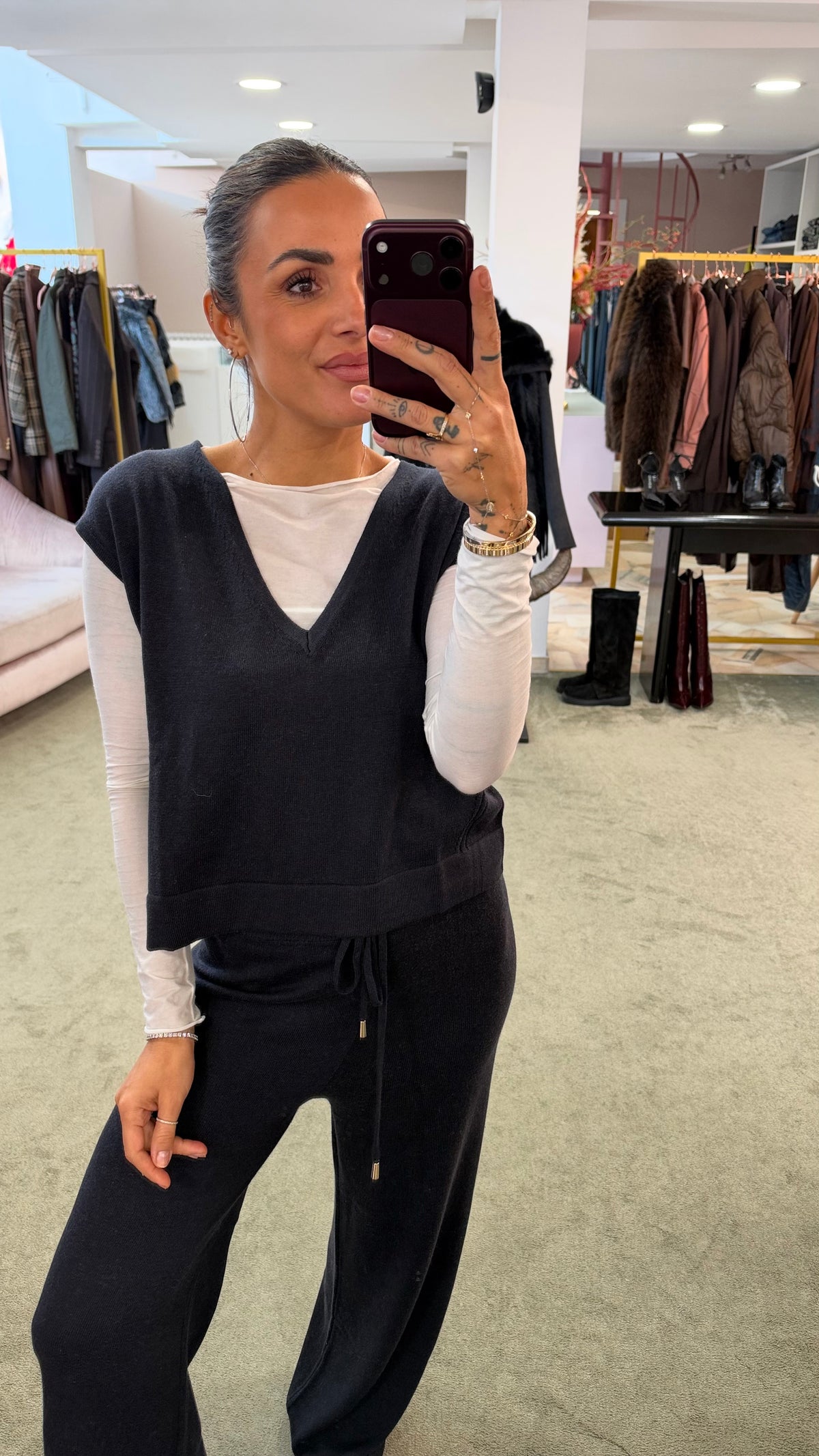Gilet blu notte scollo a v smanicato ay