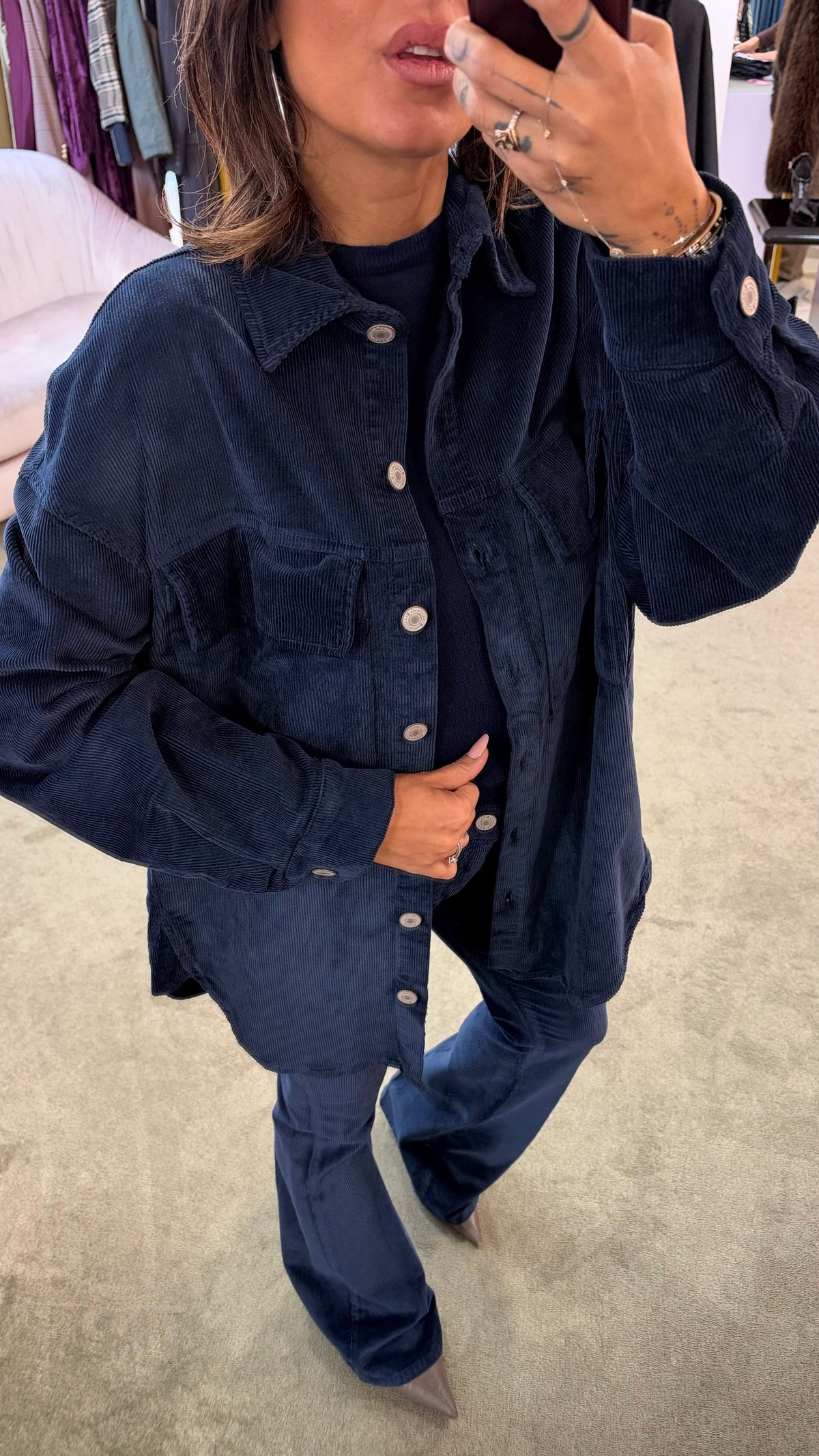 Pantaloni flare in velluto a costine fr