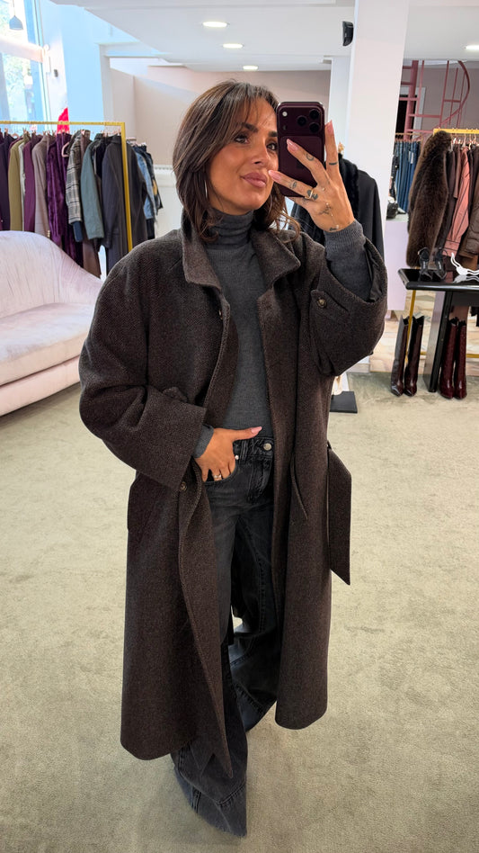 Cappotto loden spigato marrone e nero Marsem