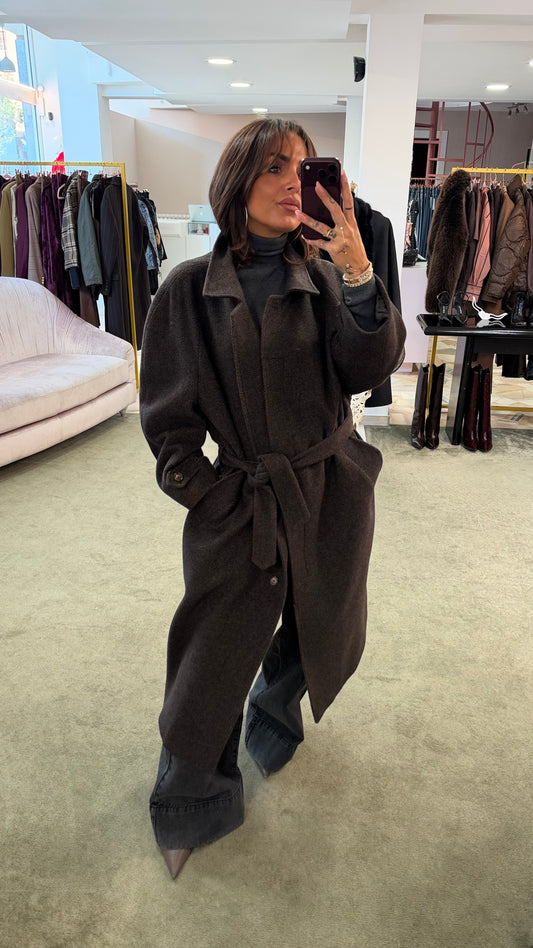 Cappotto loden spigato marrone e nero Marsem