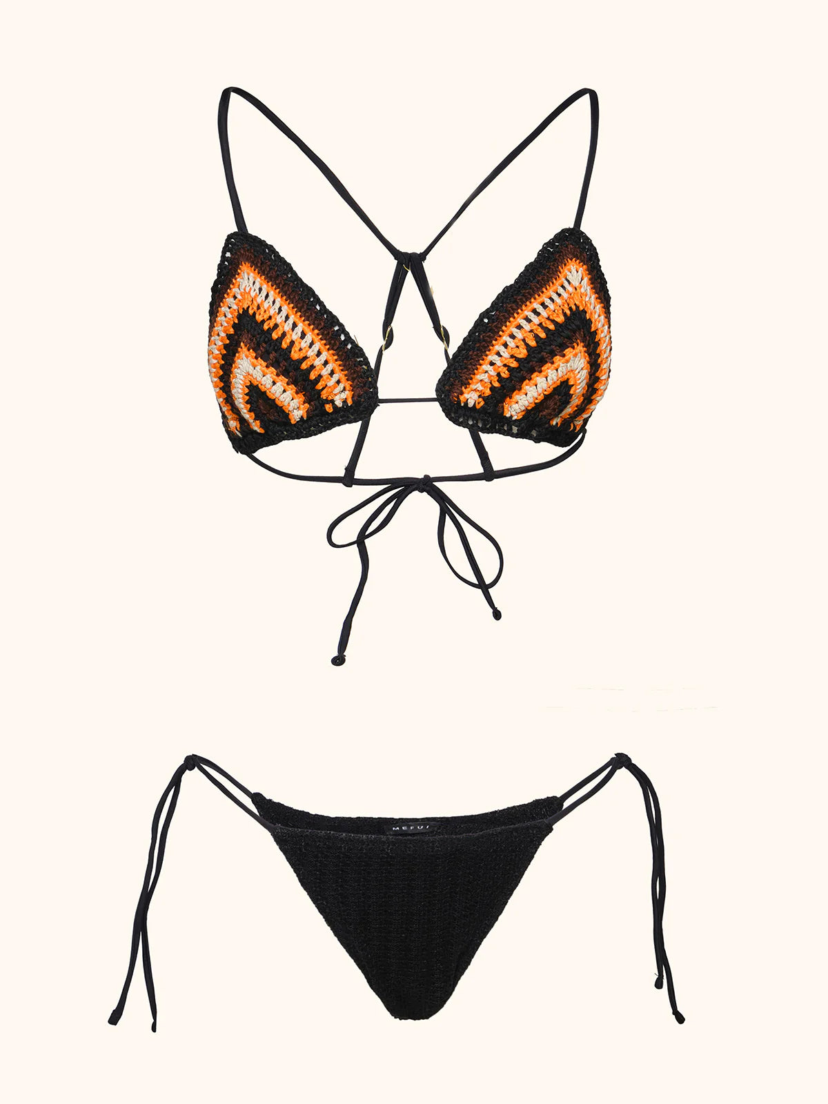 Bikini triangolo nero crochet Me Fui