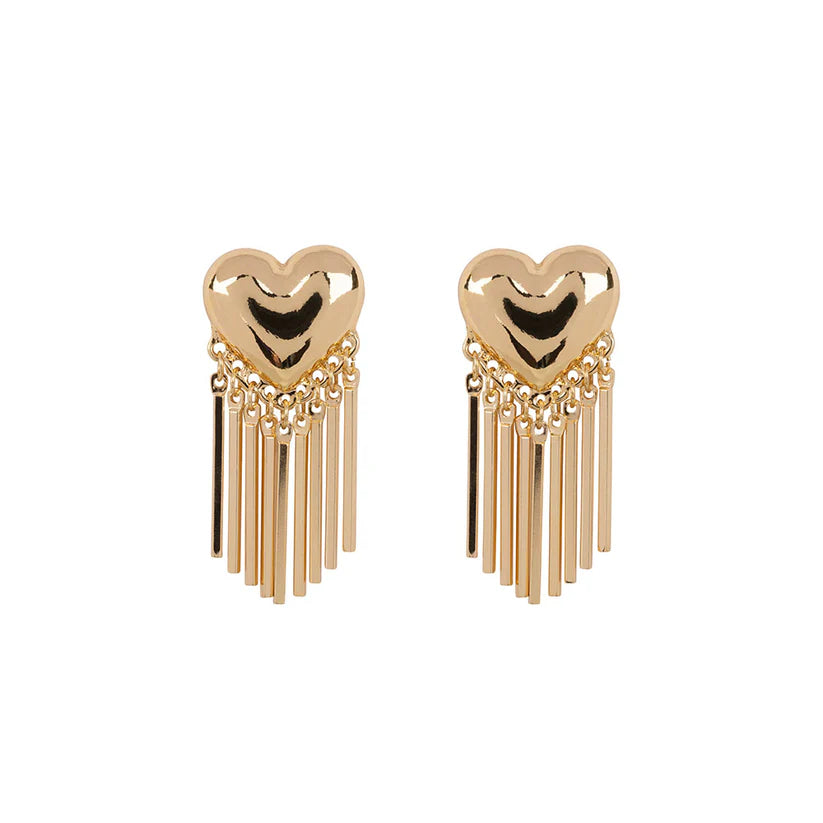 Orecchini cuore frange gold