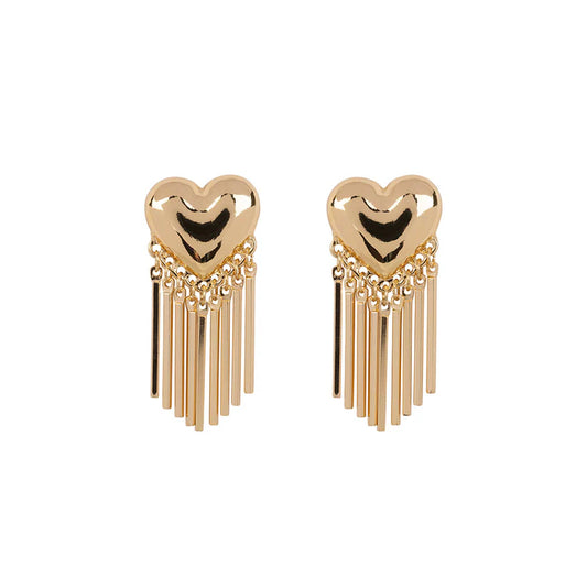 Orecchini cuore frange gold