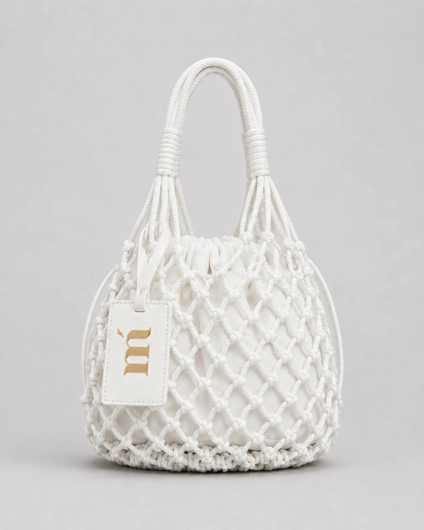 Borsa media bianca crochet rete Matinée