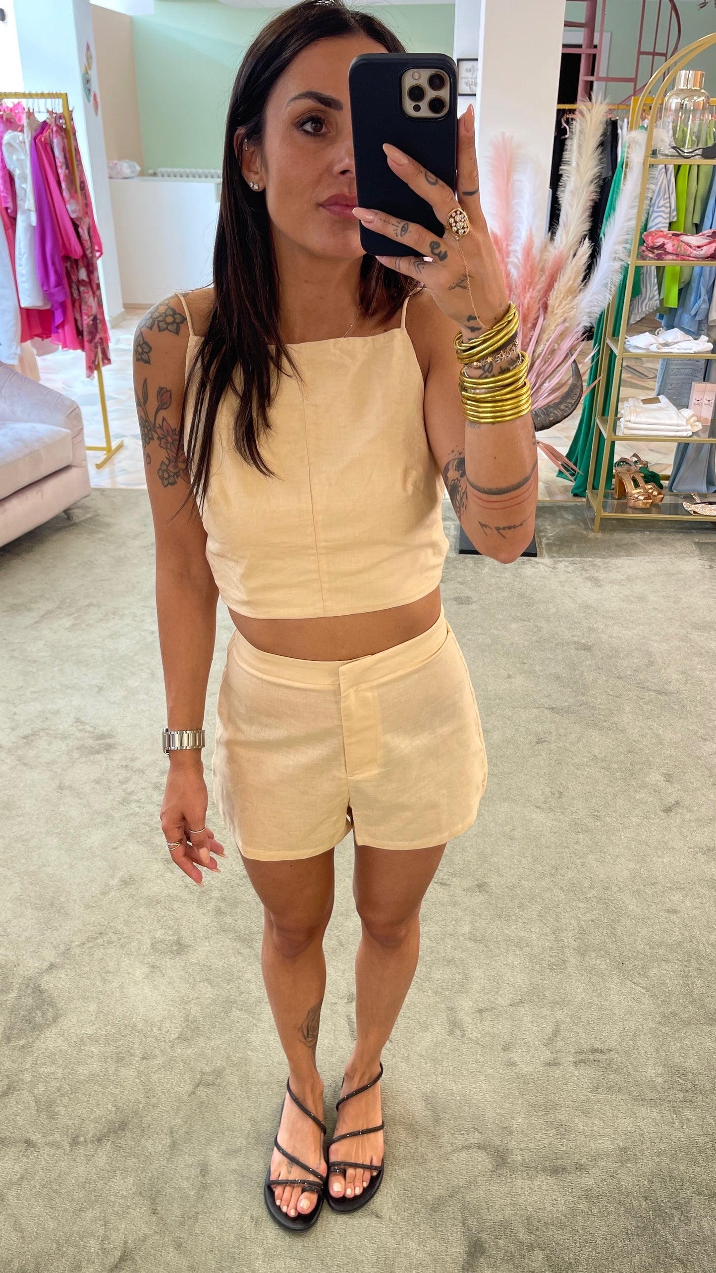 Set top e shorts nude