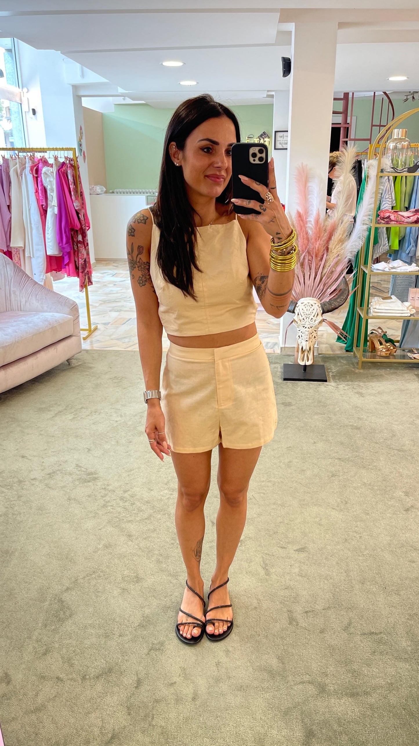 Set top e shorts nude