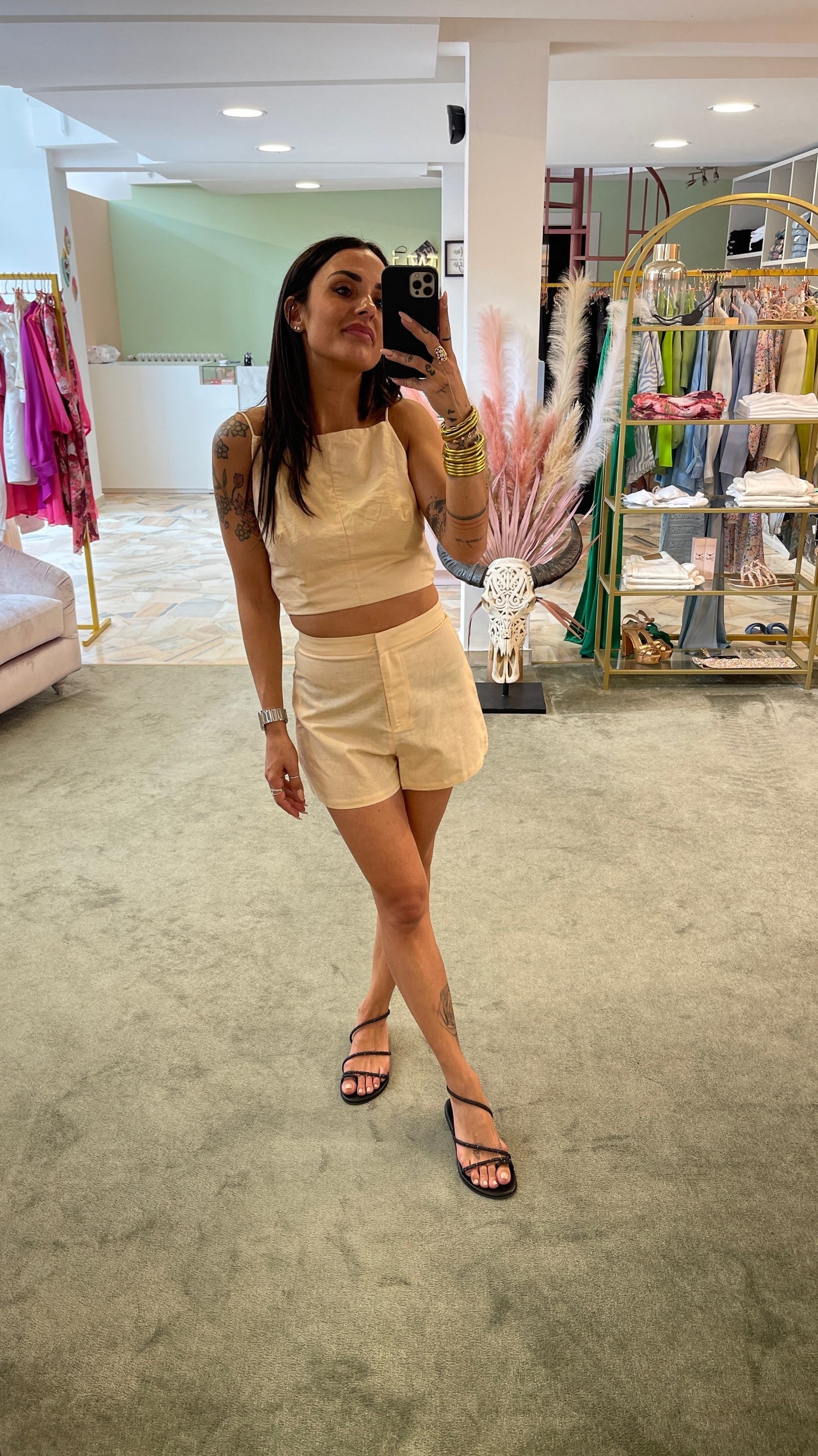 Set top e shorts nude