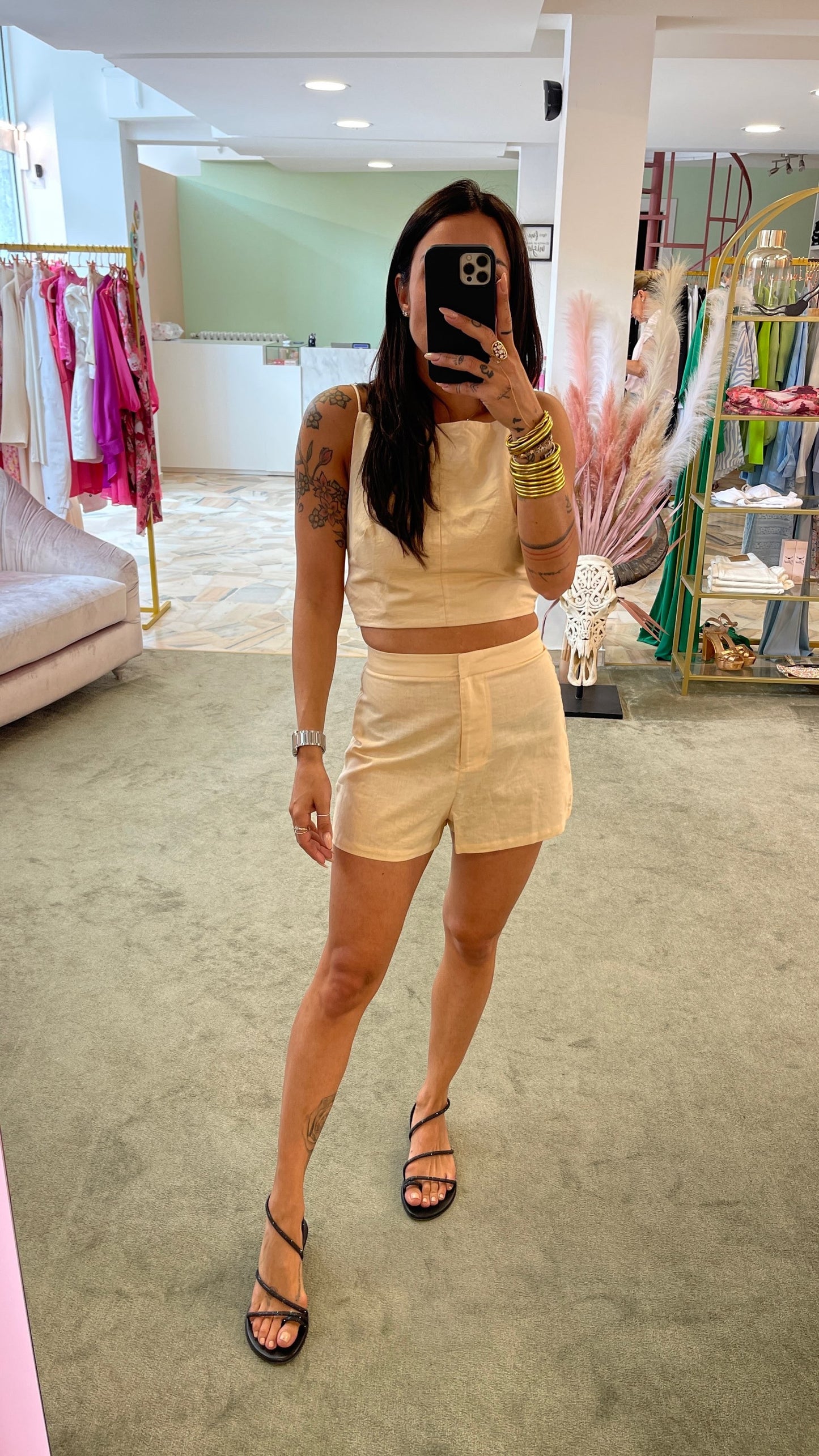 Set top e shorts nude