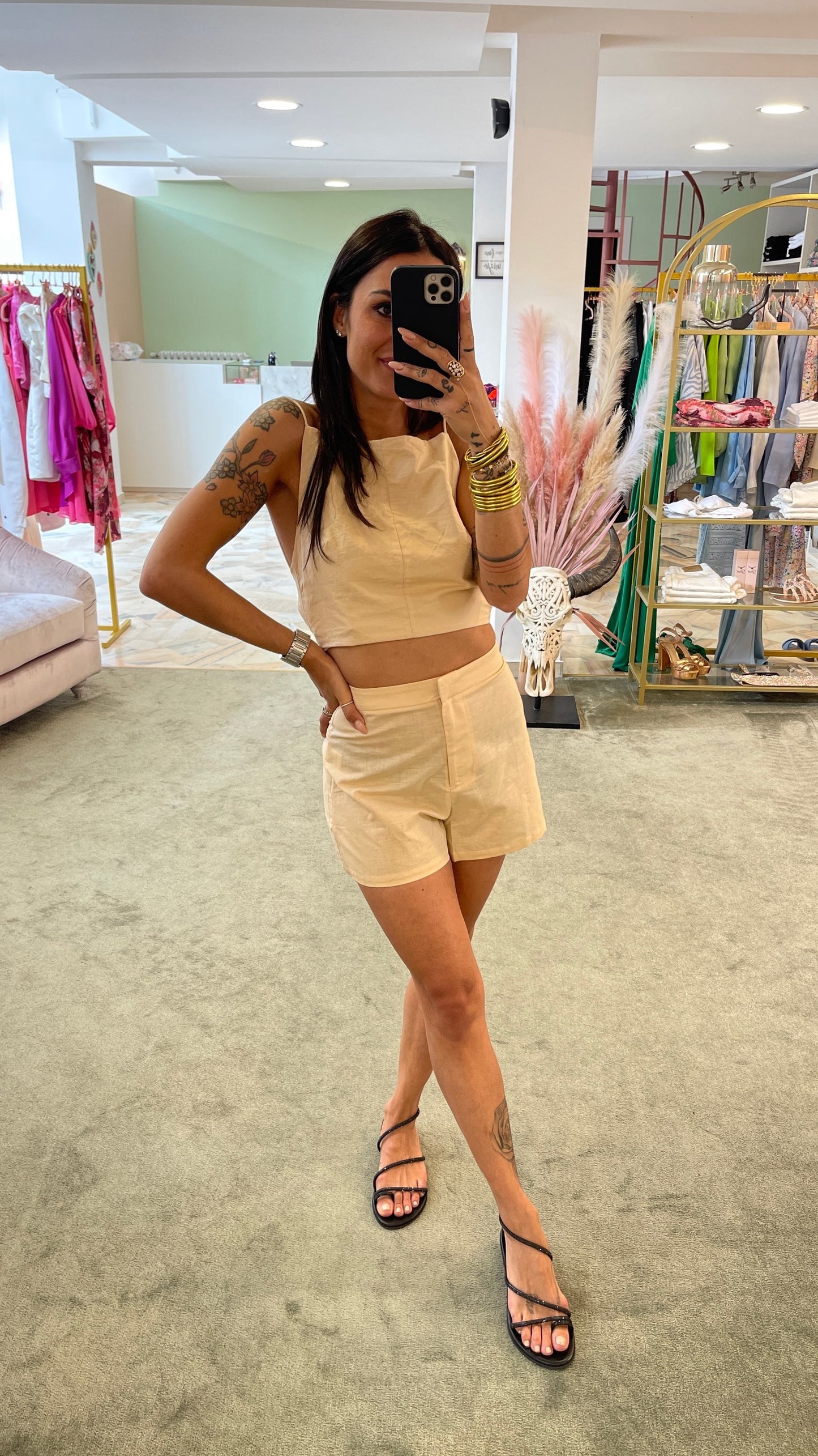 Set top e shorts nude