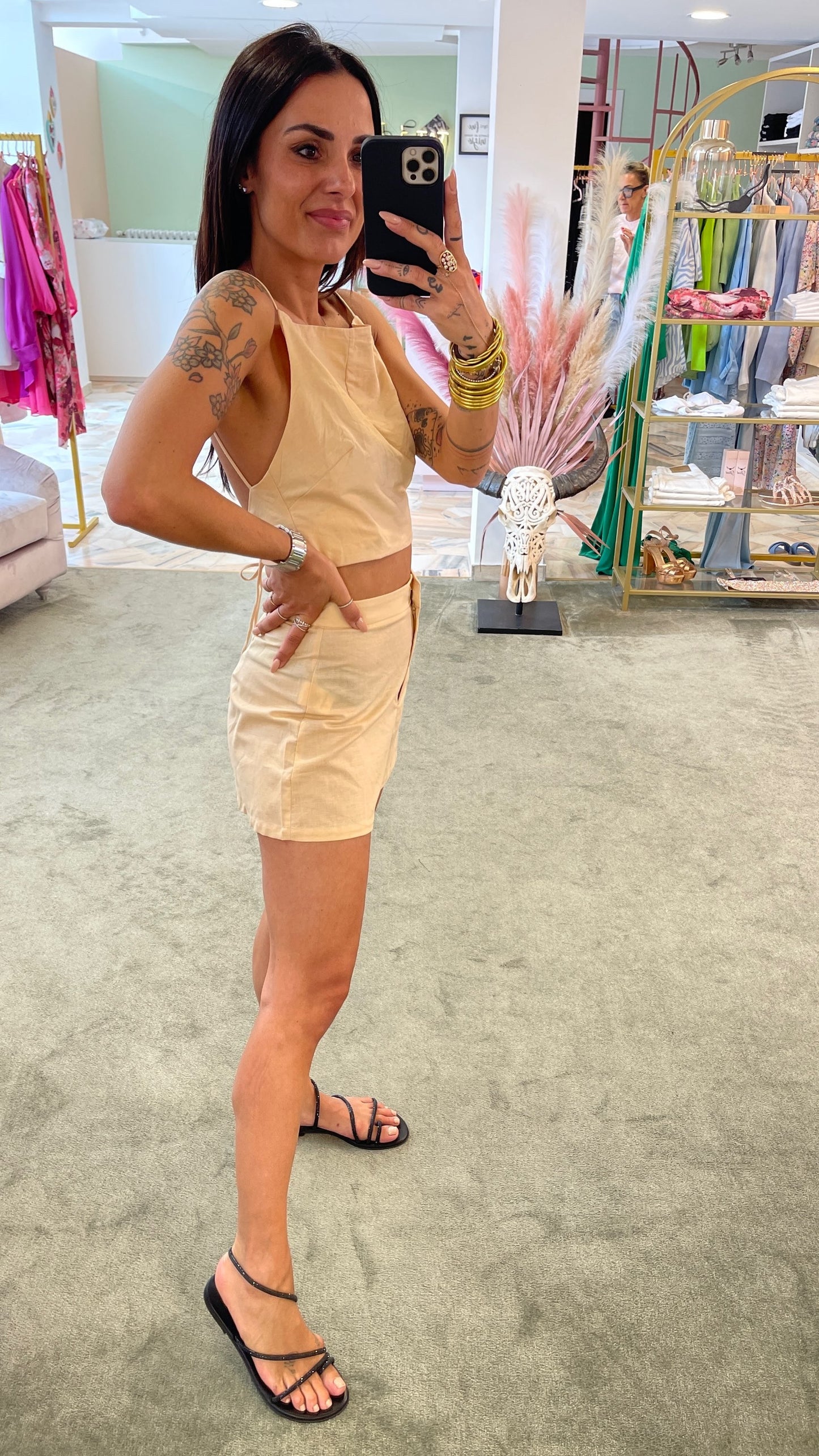 Set top e shorts nude