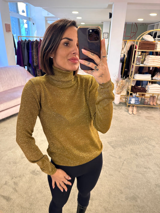 Dolcevita natalia gold glitter petite pull